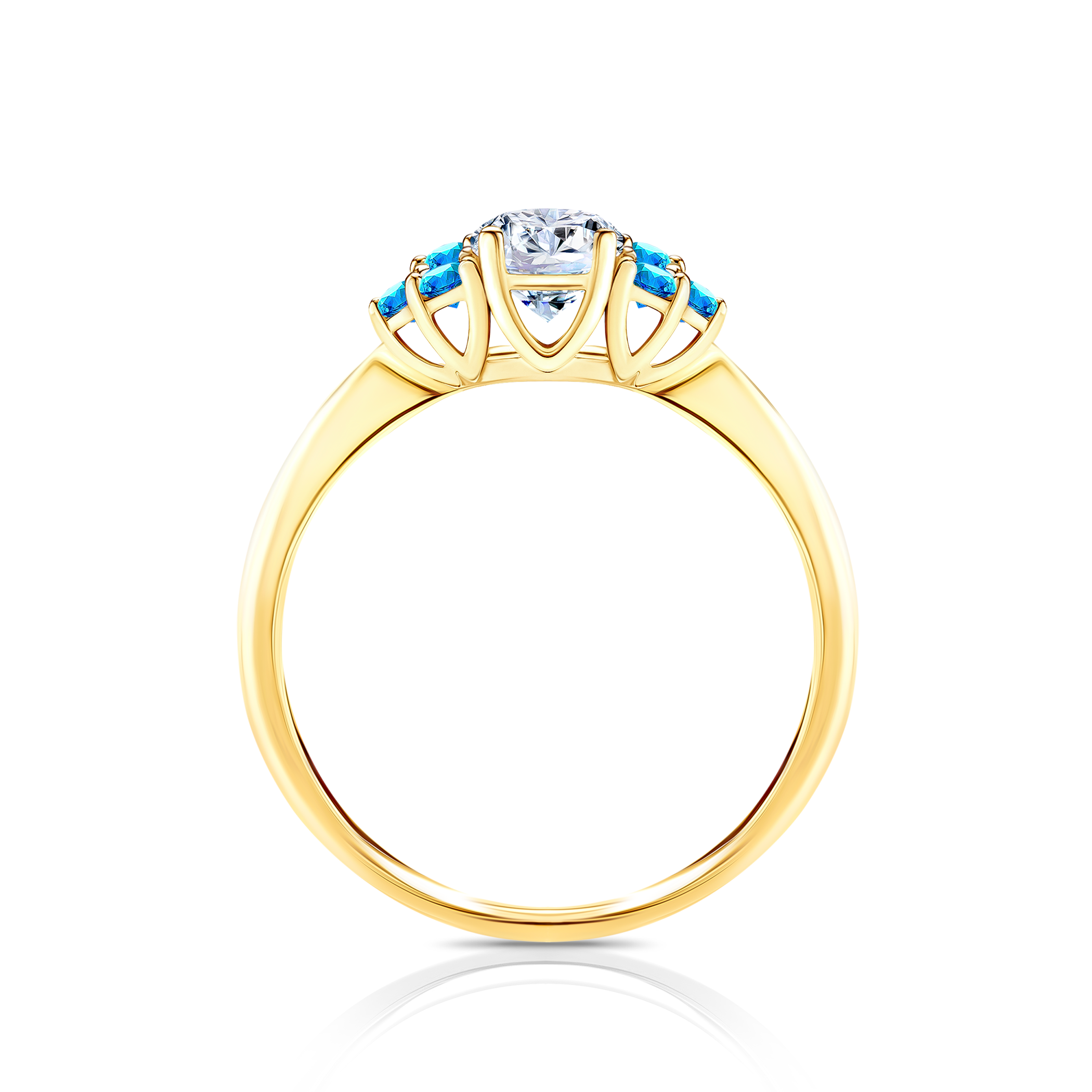 Pierścionek zaręczynowy Fairytale: złoty, biały szafir