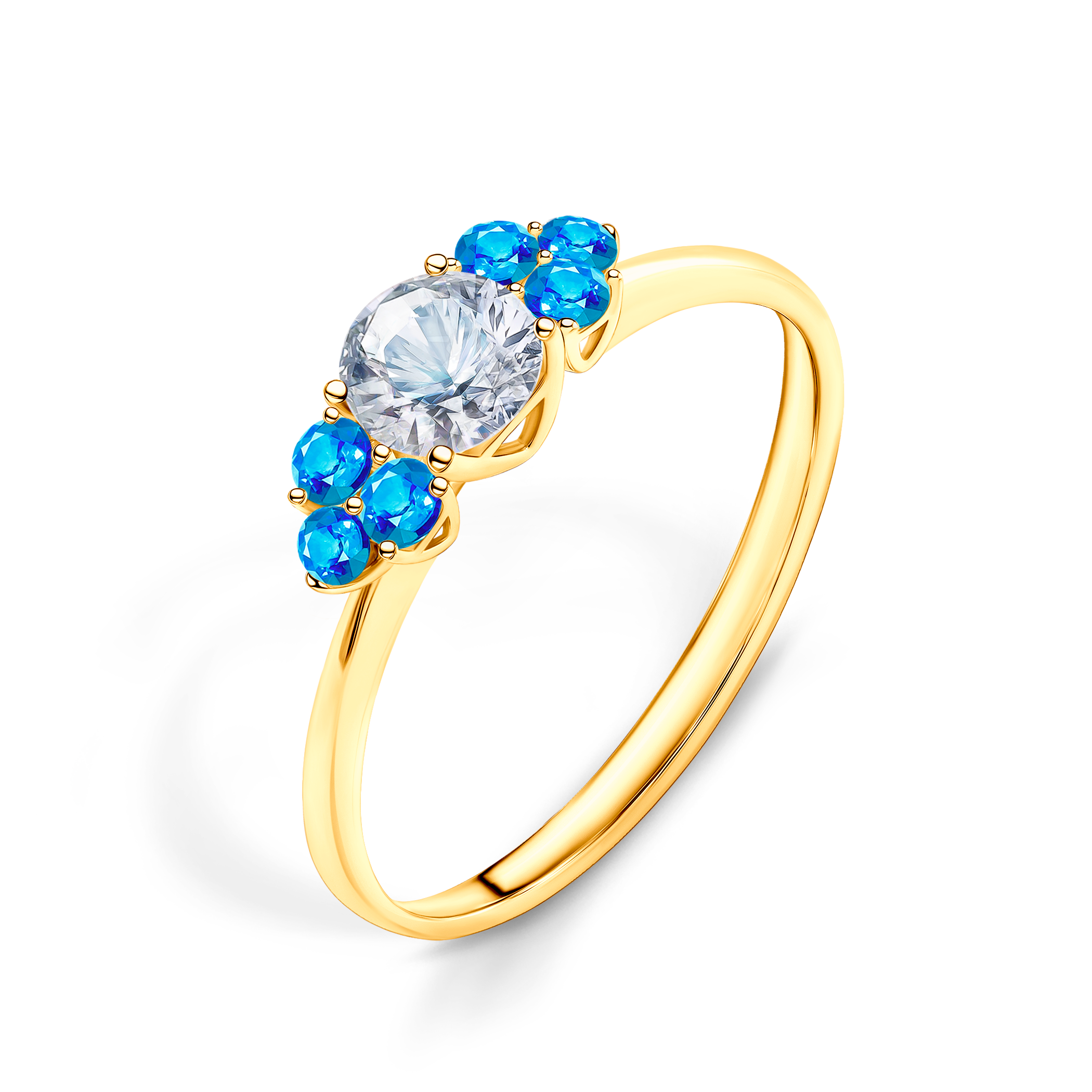 Pierścionek zaręczynowy Fairytale: złoty, biały szafir