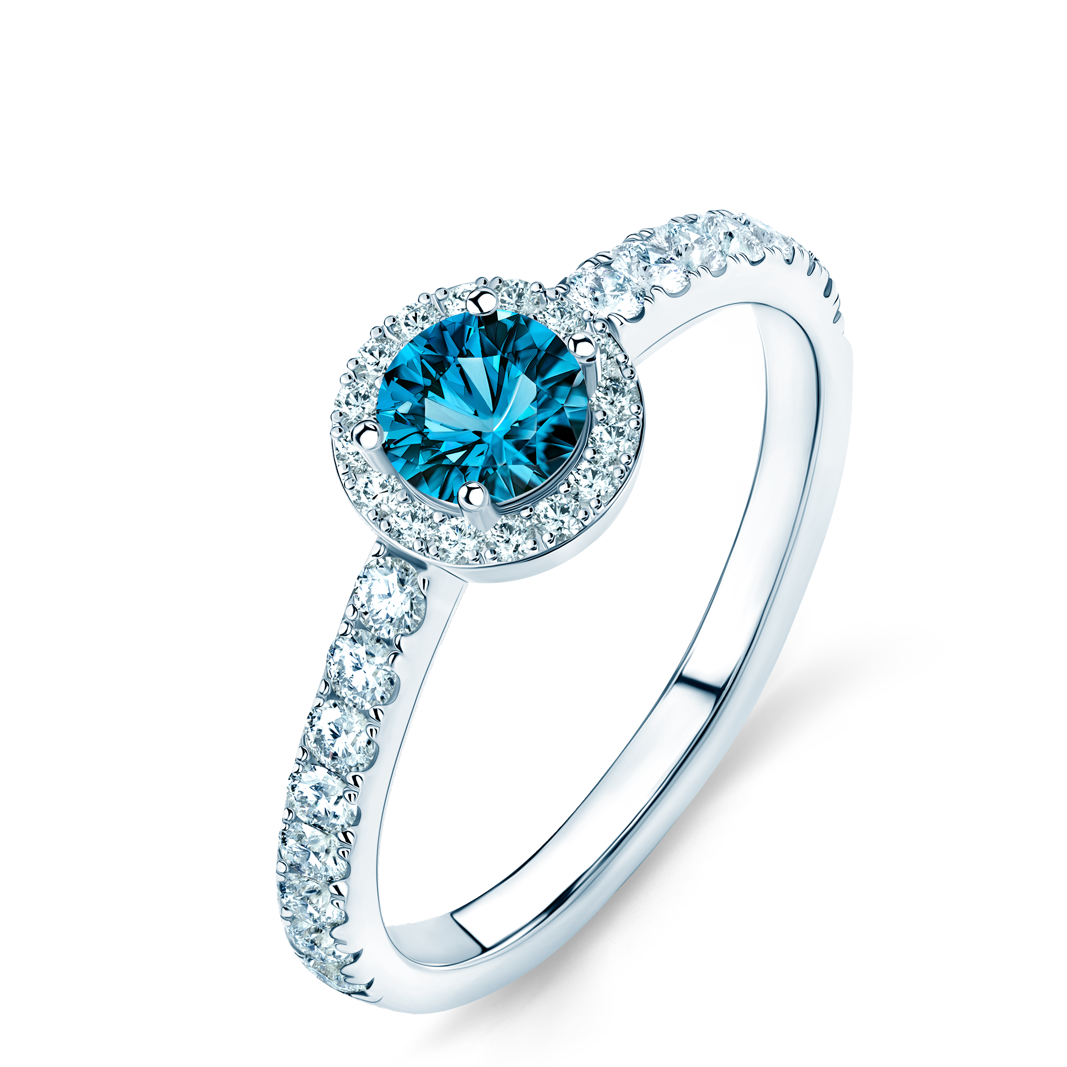 Pierścionek zaręczynowy This is Love: białe złoto, niebieski diament