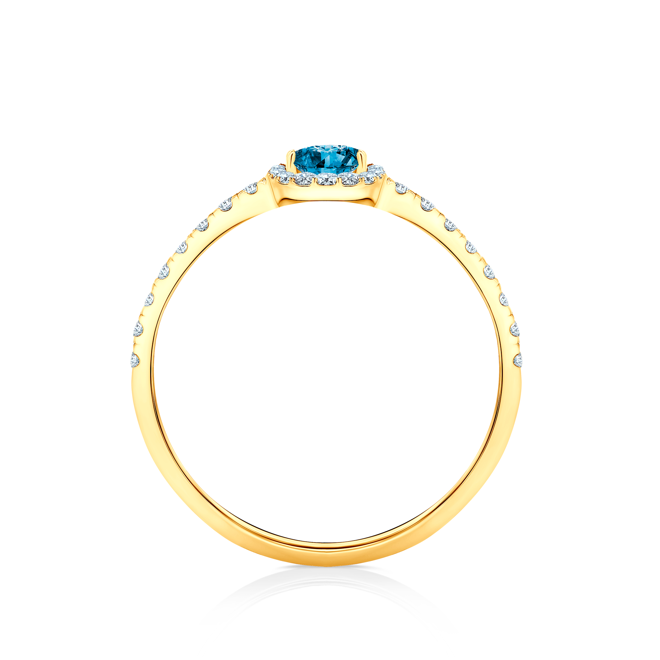 Pierścionek zaręczynowy This is Love: złoty, niebieskim diament