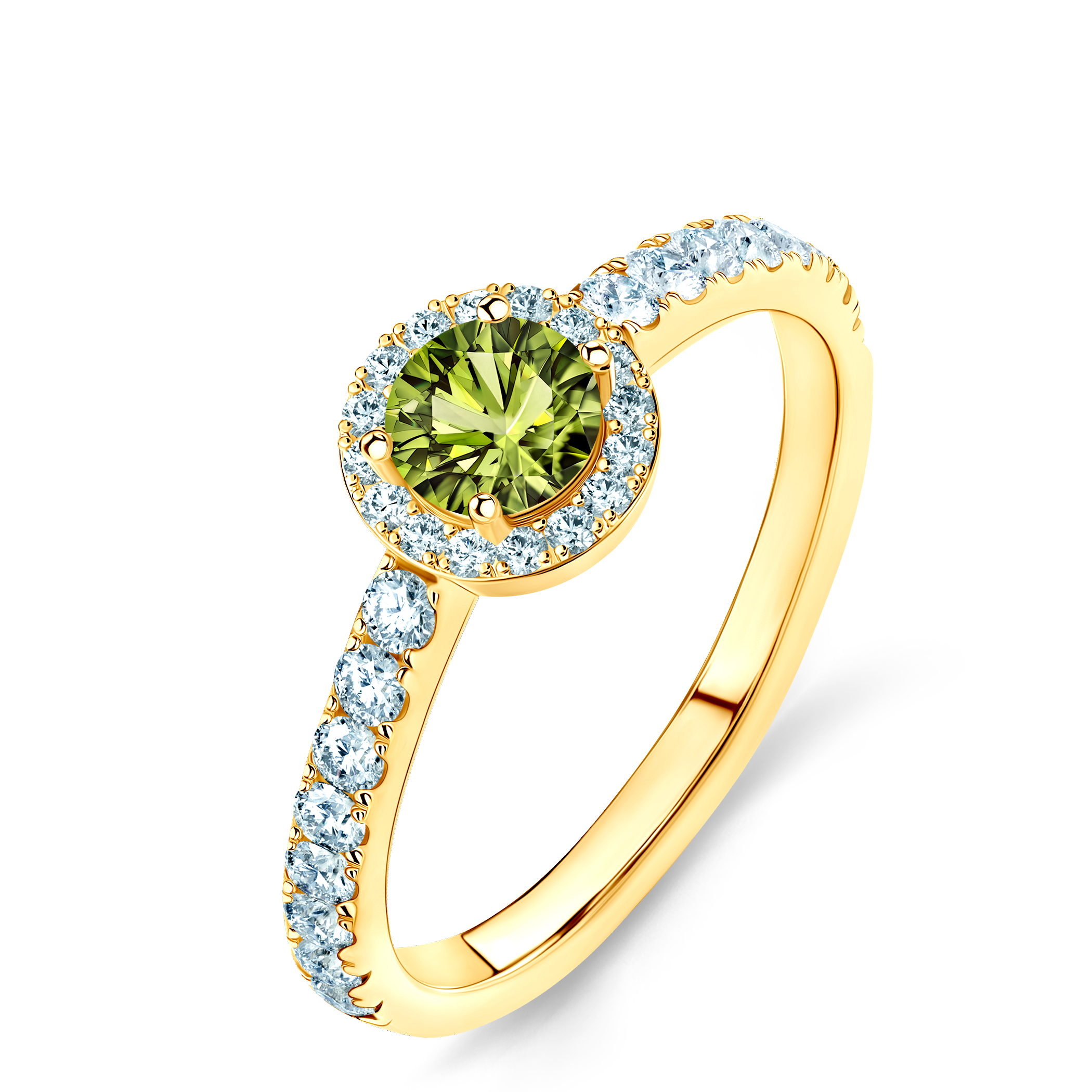 Pierścionek zaręczynowy This is Love: złoty, zielony diament