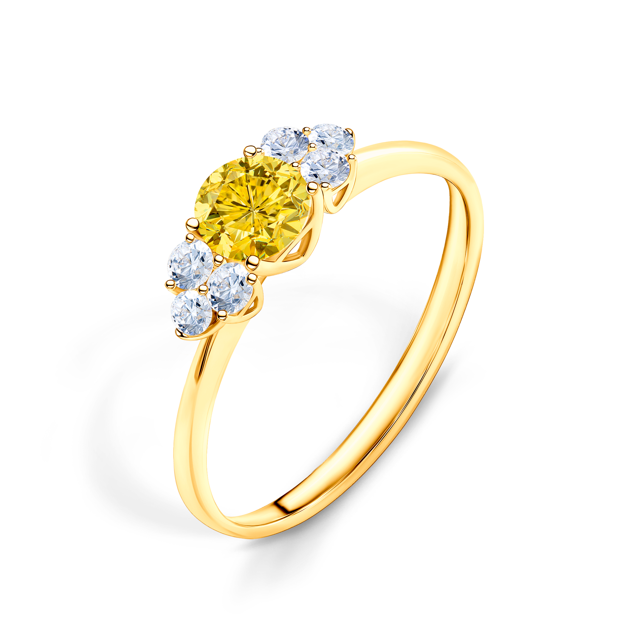 Pierścionek zaręczynowy Fairytale: złoty, żółty szafir - 4