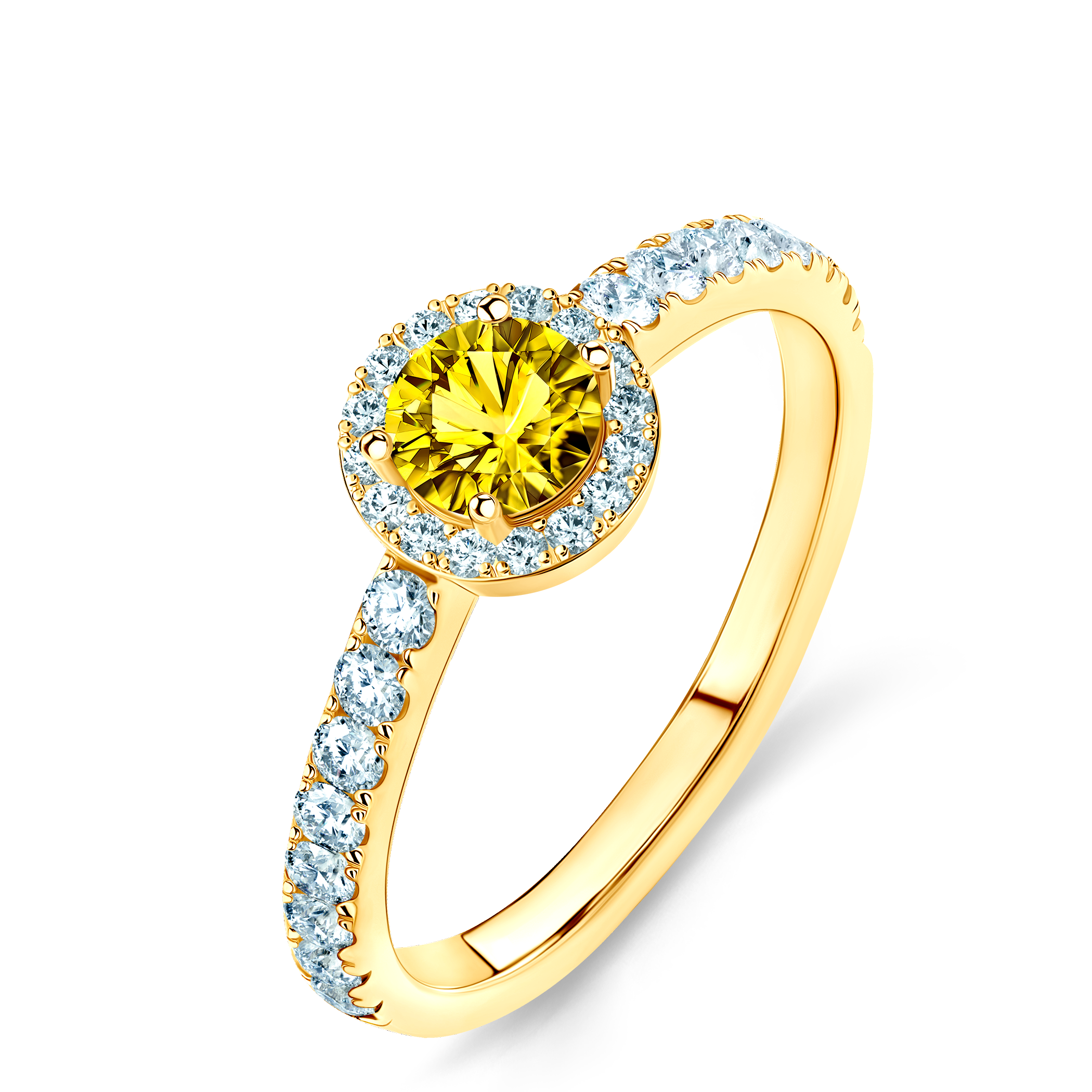 Pierścionek zaręczynowy This is Love: złoty, żółty diament