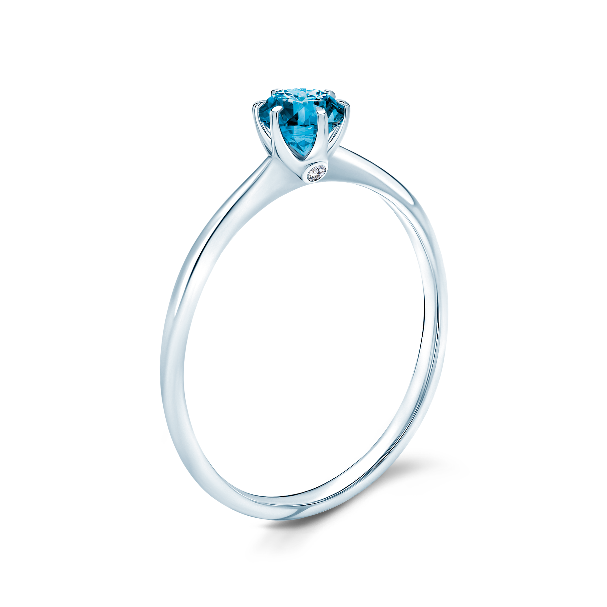 Pierścionek zaręczynowy The Journey: białe złoto, niebieski diament
