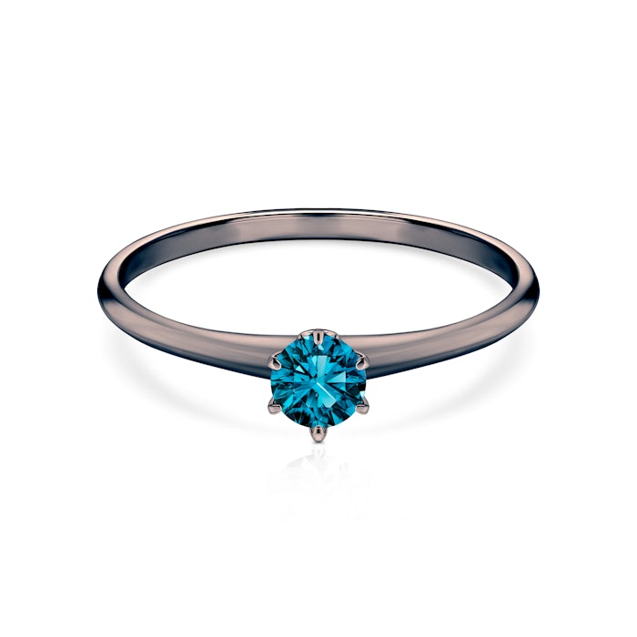 Pierścionek zaręczynowy The Journey: czarne złoto, niebieski diament