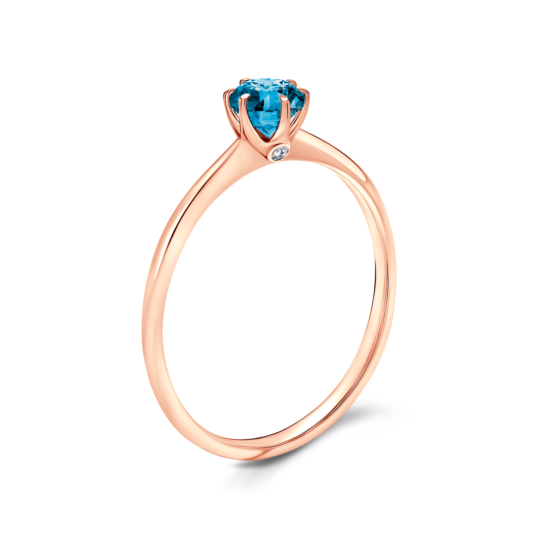 Pierścionek zaręczynowy The Journey: różowe złoto, niebieski diament 