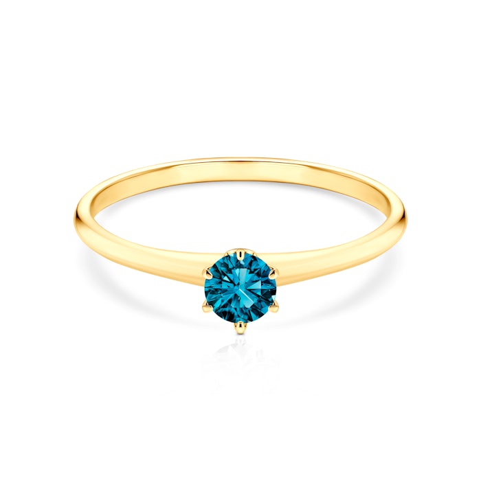 Pierścionek zaręczynowy The Journey: złoty, niebieski diament