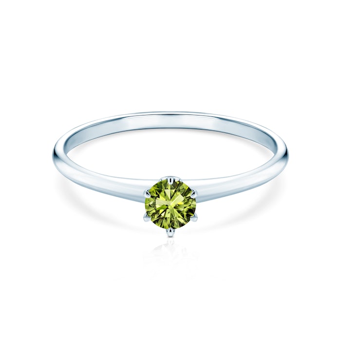 Pierścionek zaręczynowy The Journey: białe złoto, zielony diament