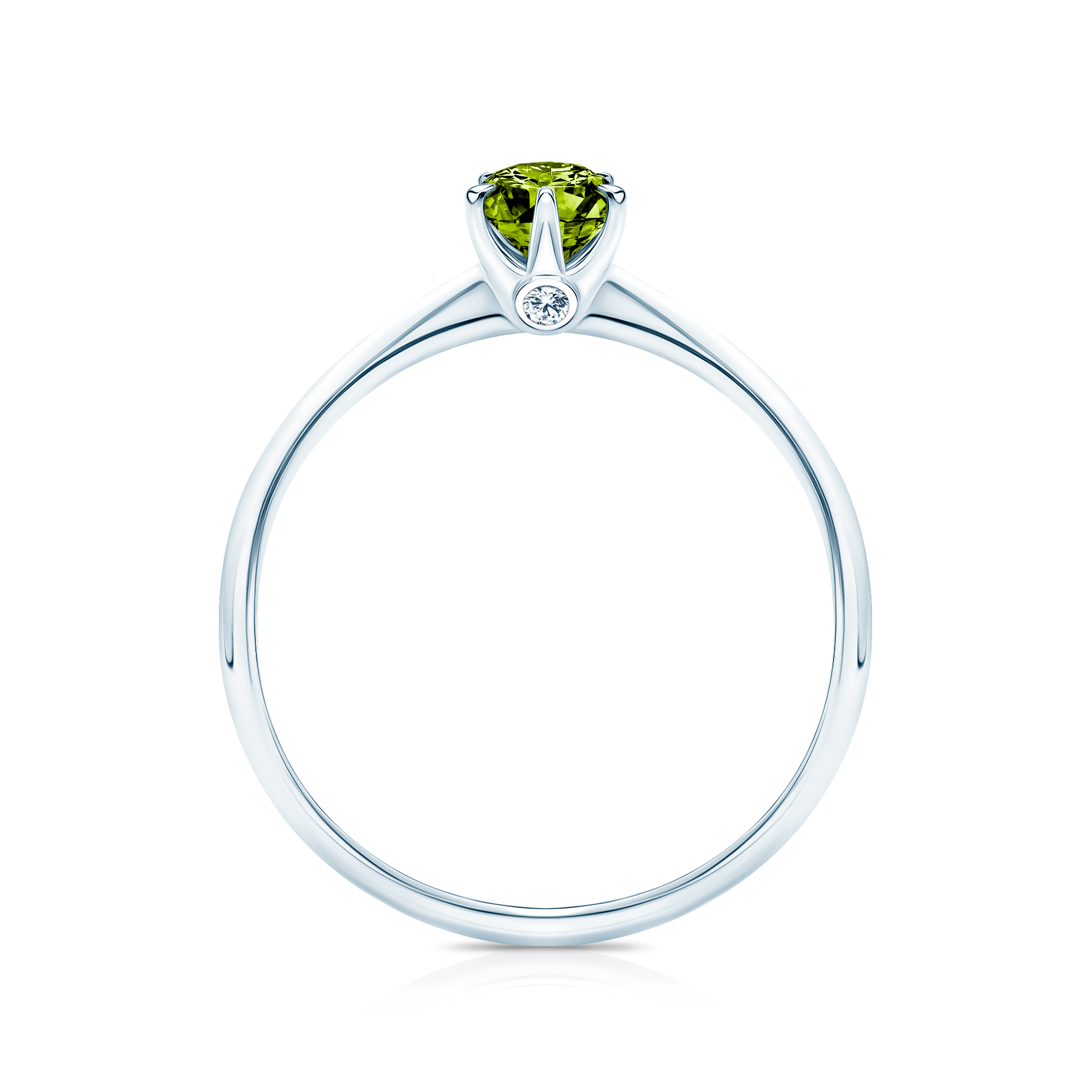 Pierścionek zaręczynowy The Journey: białe złoto, zielony diament