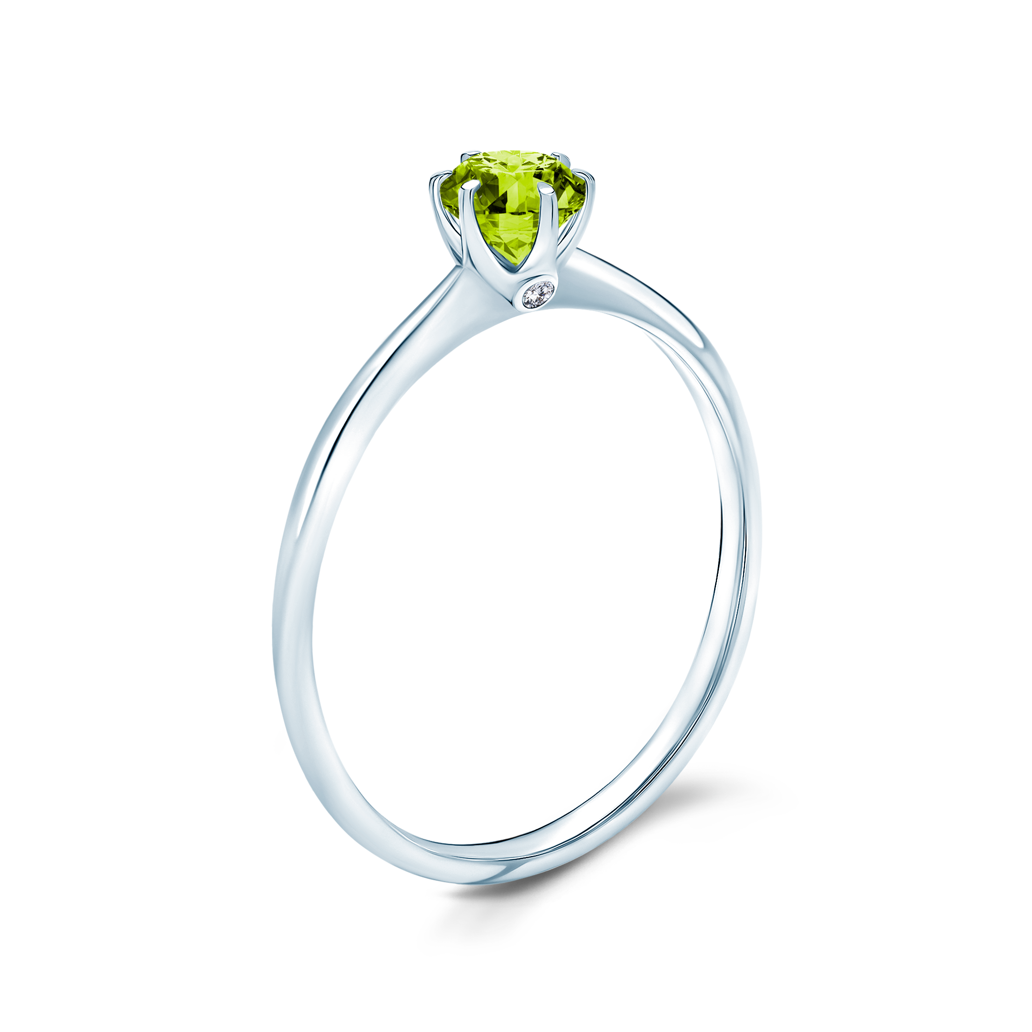 Pierścionek zaręczynowy The Journey: białe złoto, zielony diament