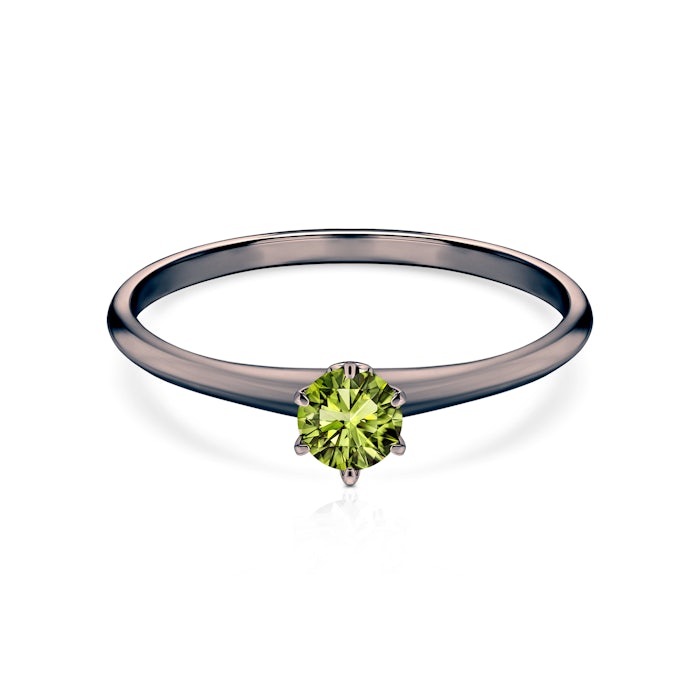 Pierścionek zaręczynowy The Journey: czarne złoto, zielony diament