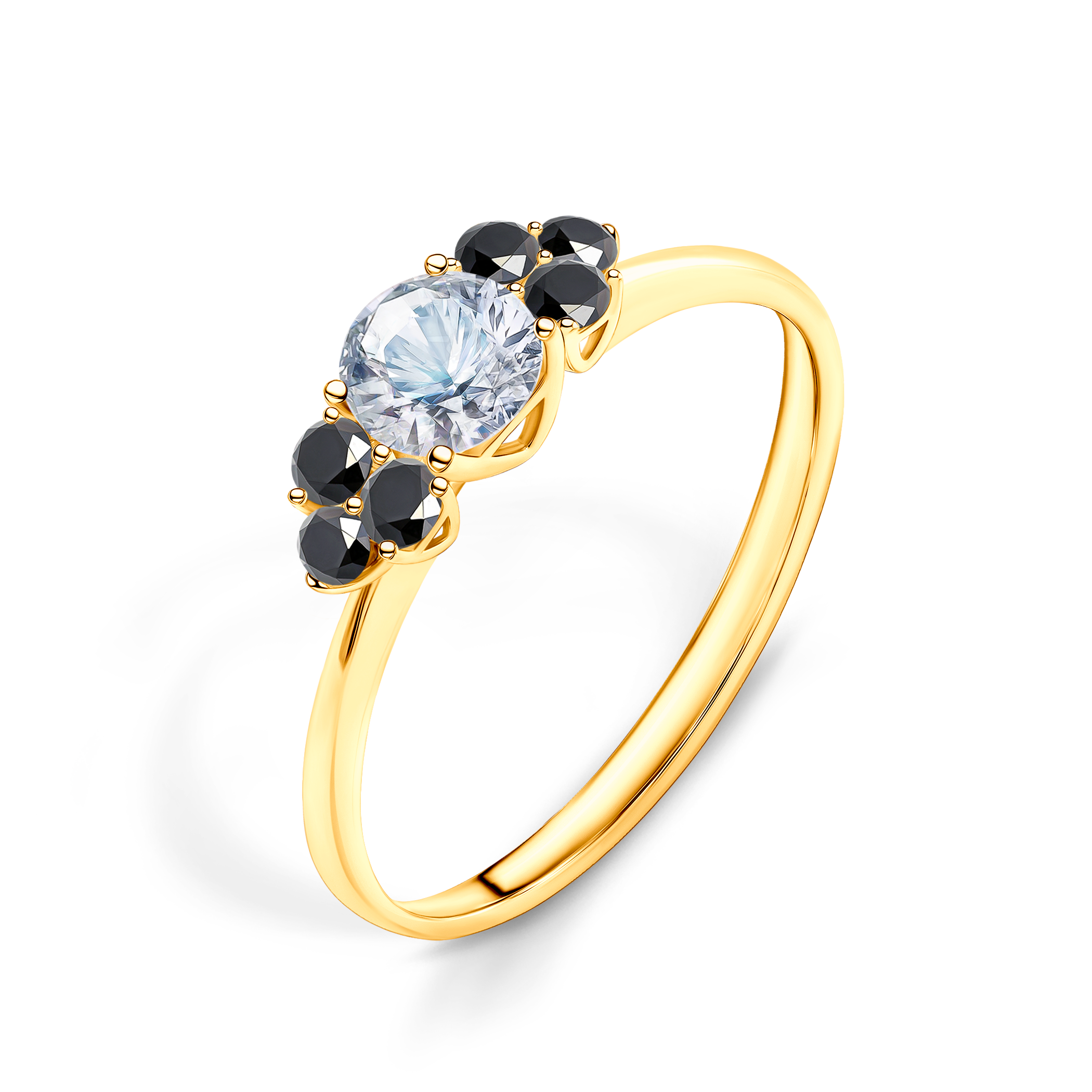 Pierścionek zaręczynowy Fairytale: złoty, biały szafir - 4