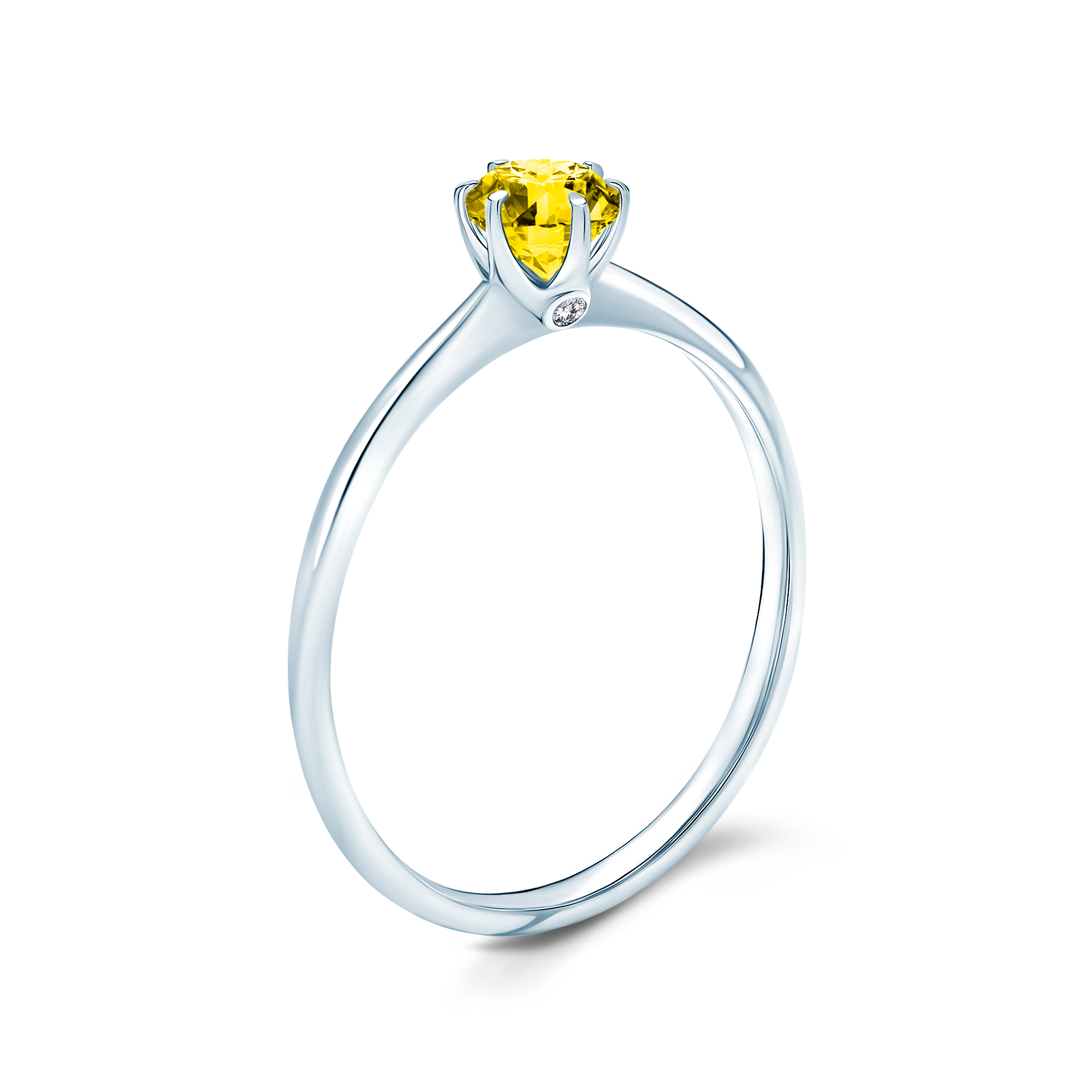 Pierścionek zaręczynowy The Journey: białe złoto, żółty diament