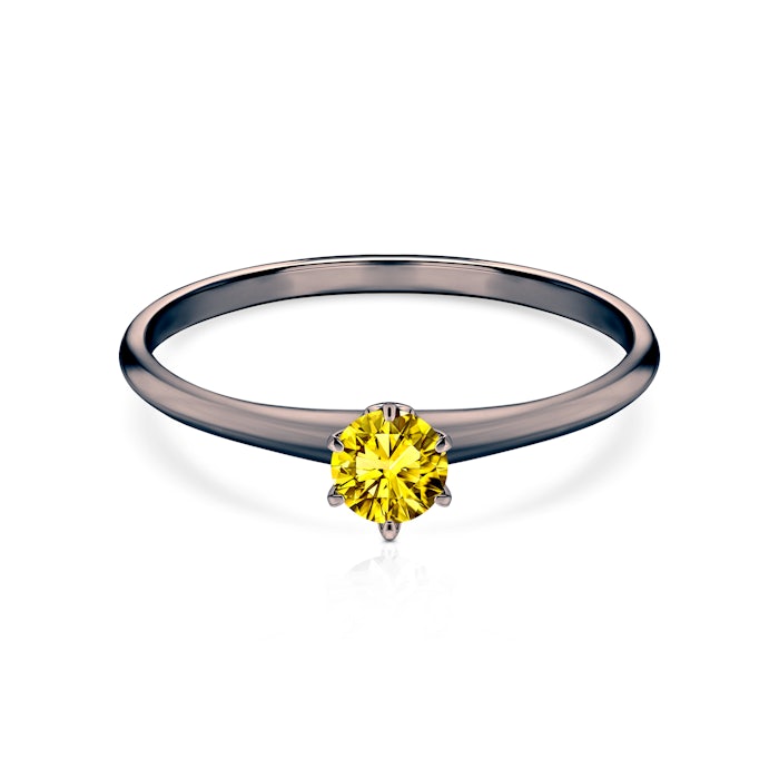 Pierścionek zaręczynowy The Journey: czarne złoto, żółty diament