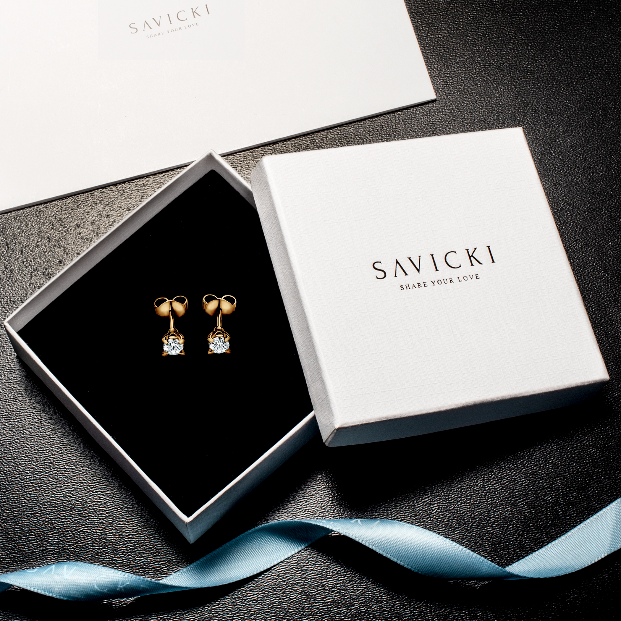Earrings Share Your Love: gold, white sapphire - 6