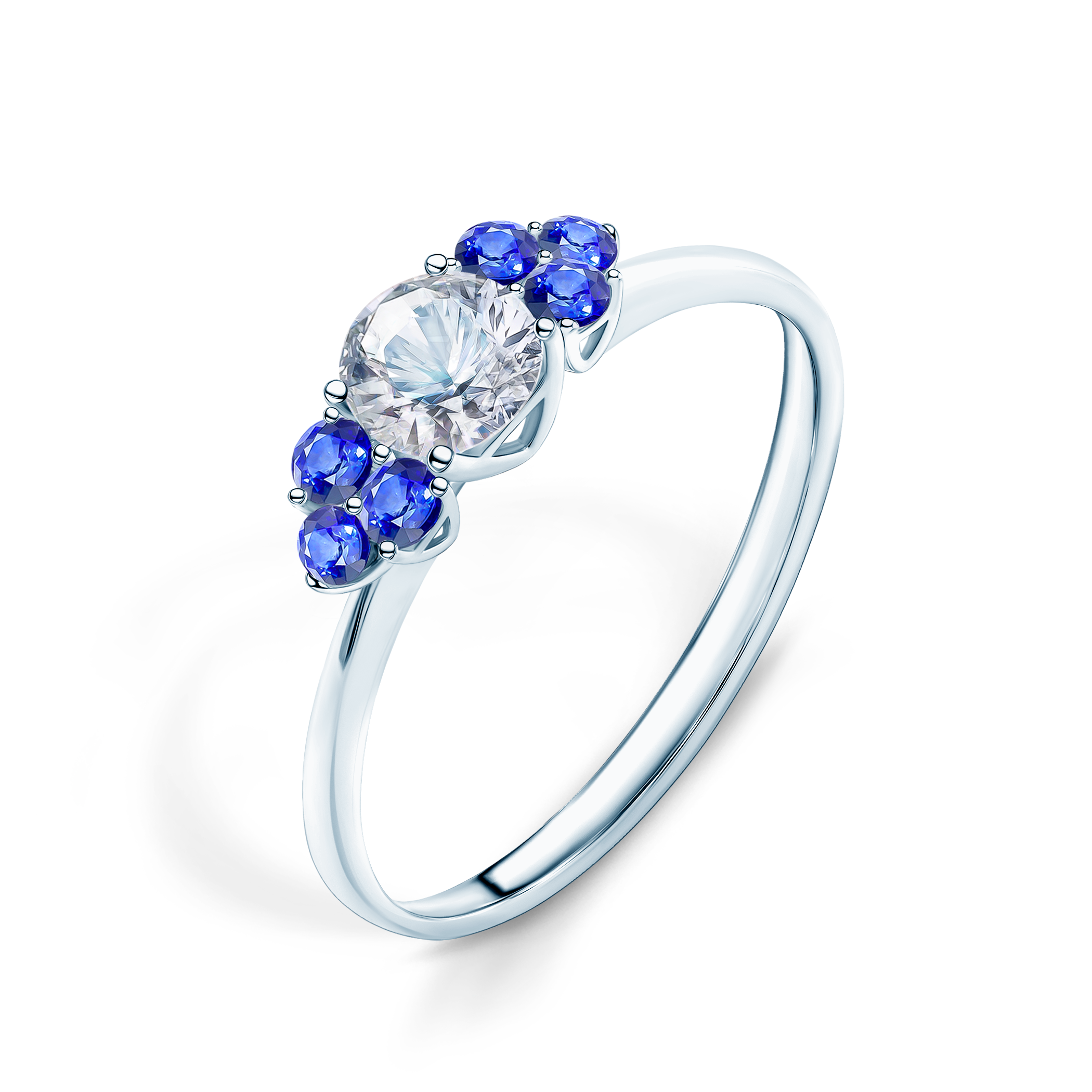 Pierścionek zaręczynowy Fairytale: białe złoto, biały szafir