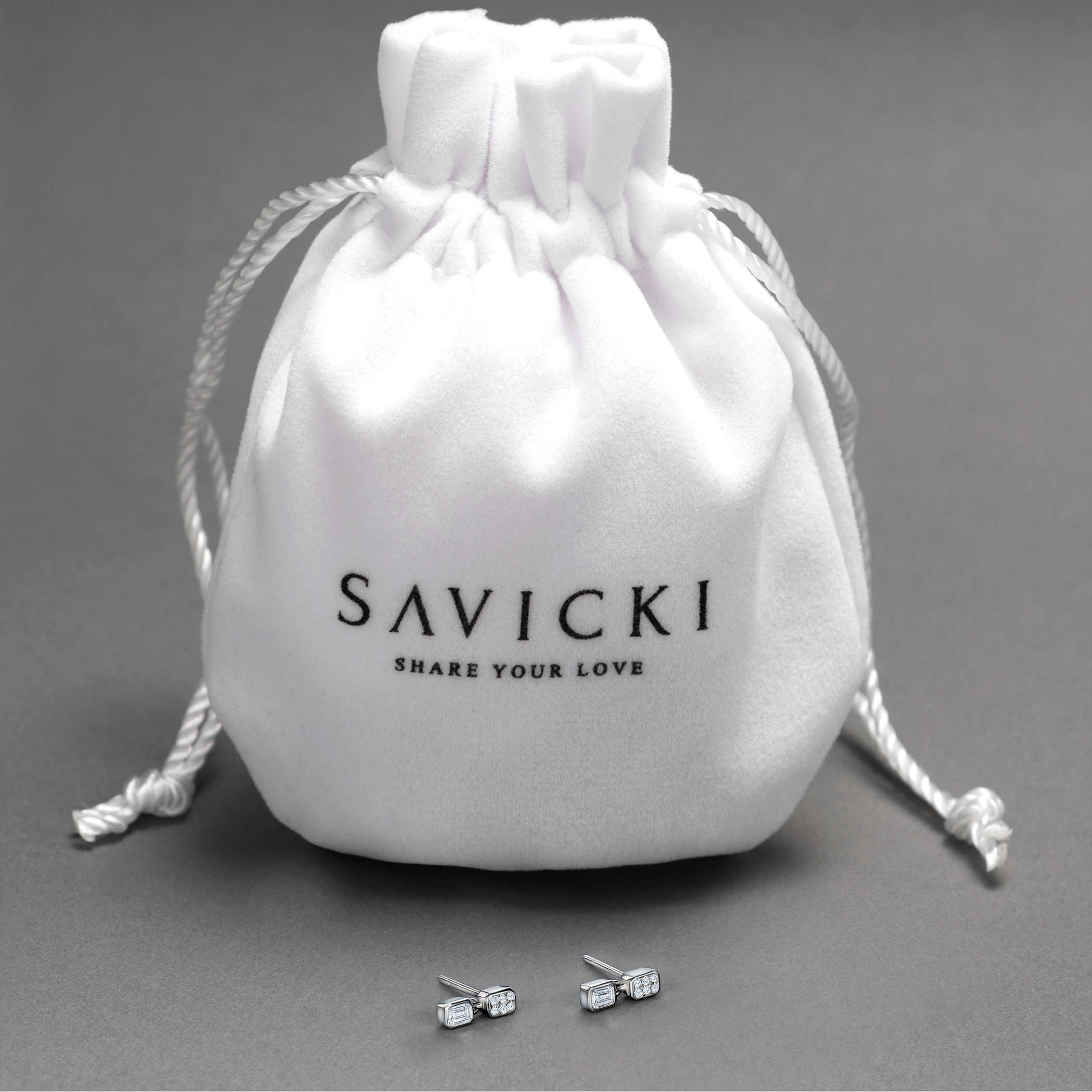 Kolczyki Pure: białe złoto, diamenty - 7