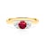 Zásnubní prsten Fairytale: žluté zlato, rubín, bílé safíry