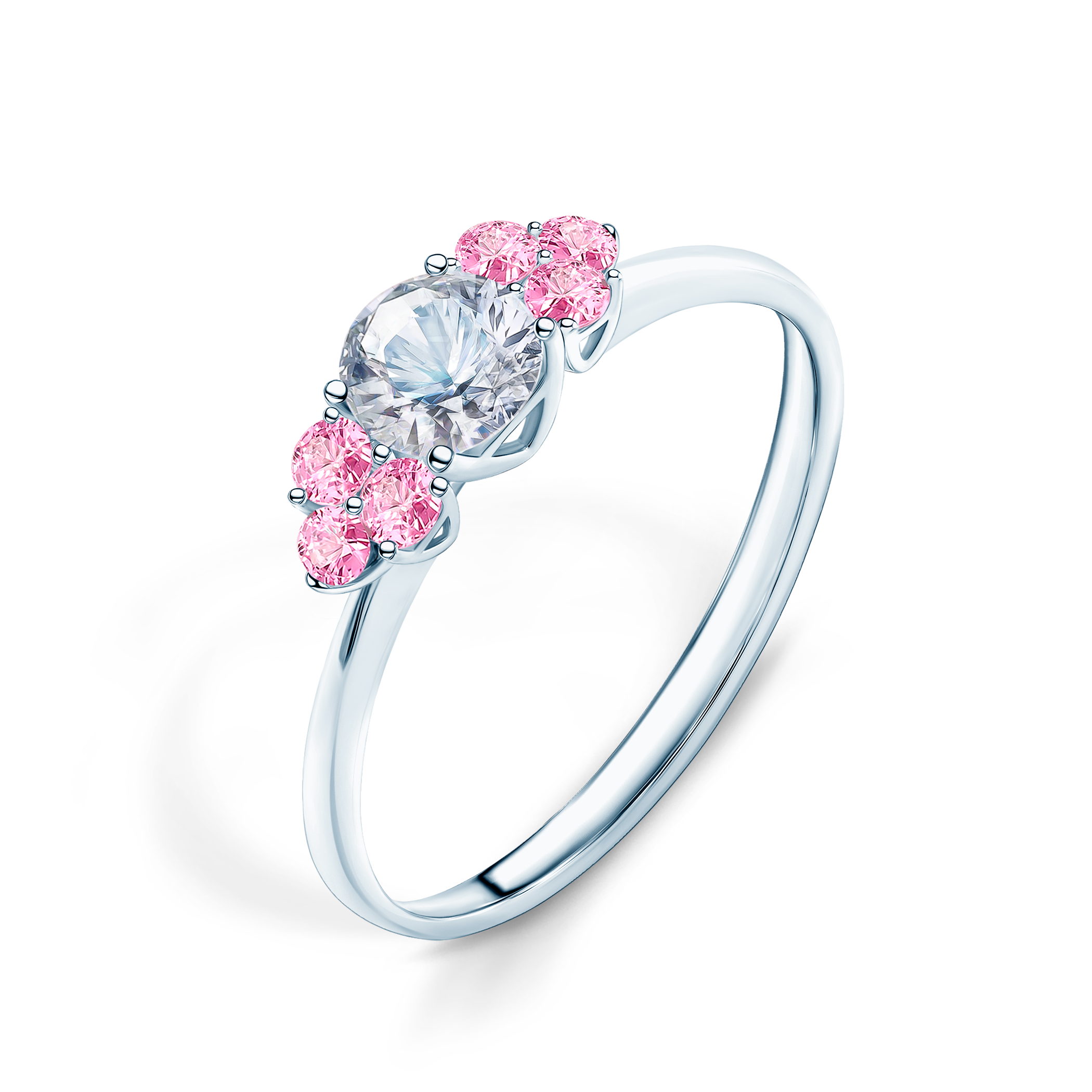 Pierścionek zaręczynowy Fairytale: białe złoto, biały szafir