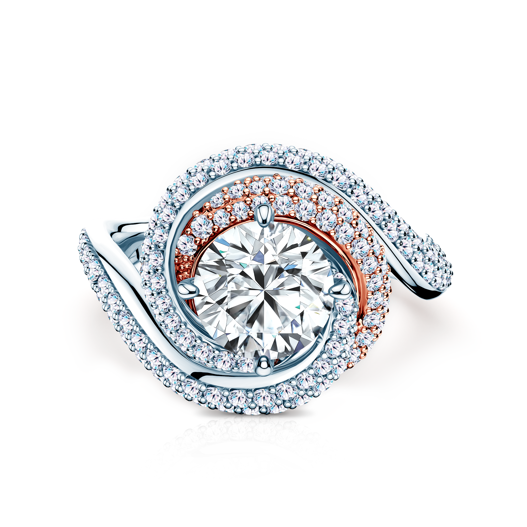 Pierścionek Savicki: dwukolorowe złoto, diamenty