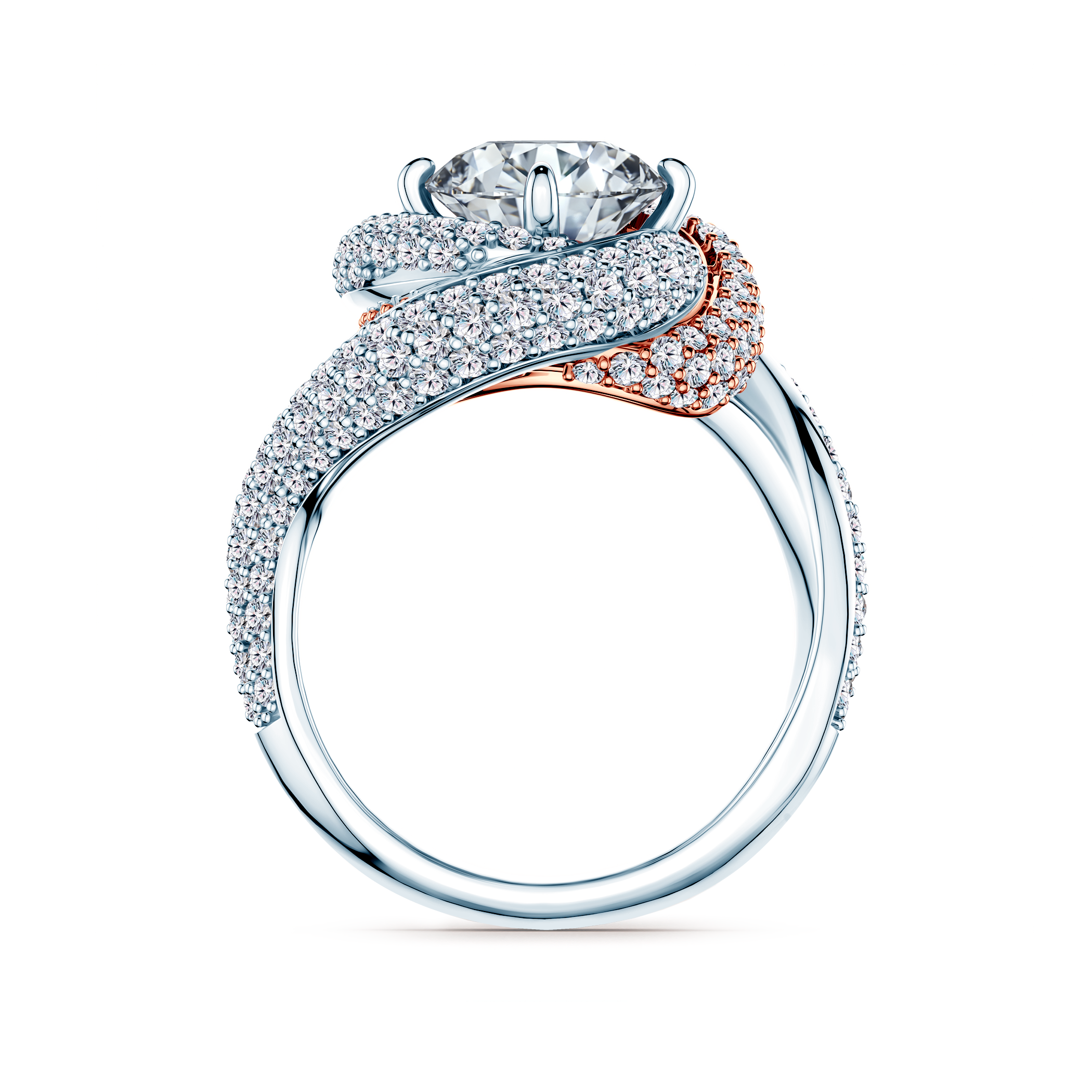 Pierścionek Savicki: dwukolorowe złoto, diamenty