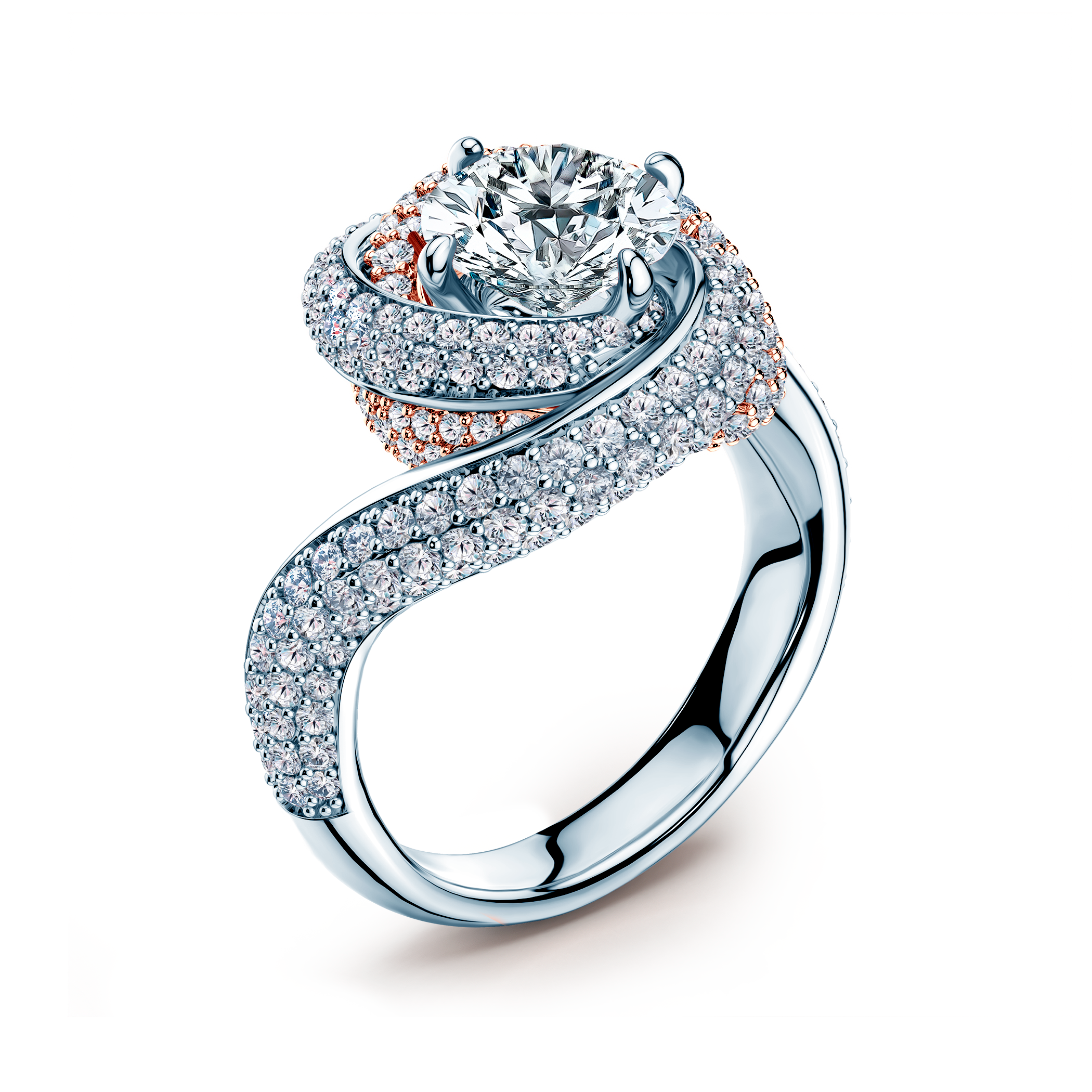 Pierścionek Savicki: dwukolorowe złoto, diamenty