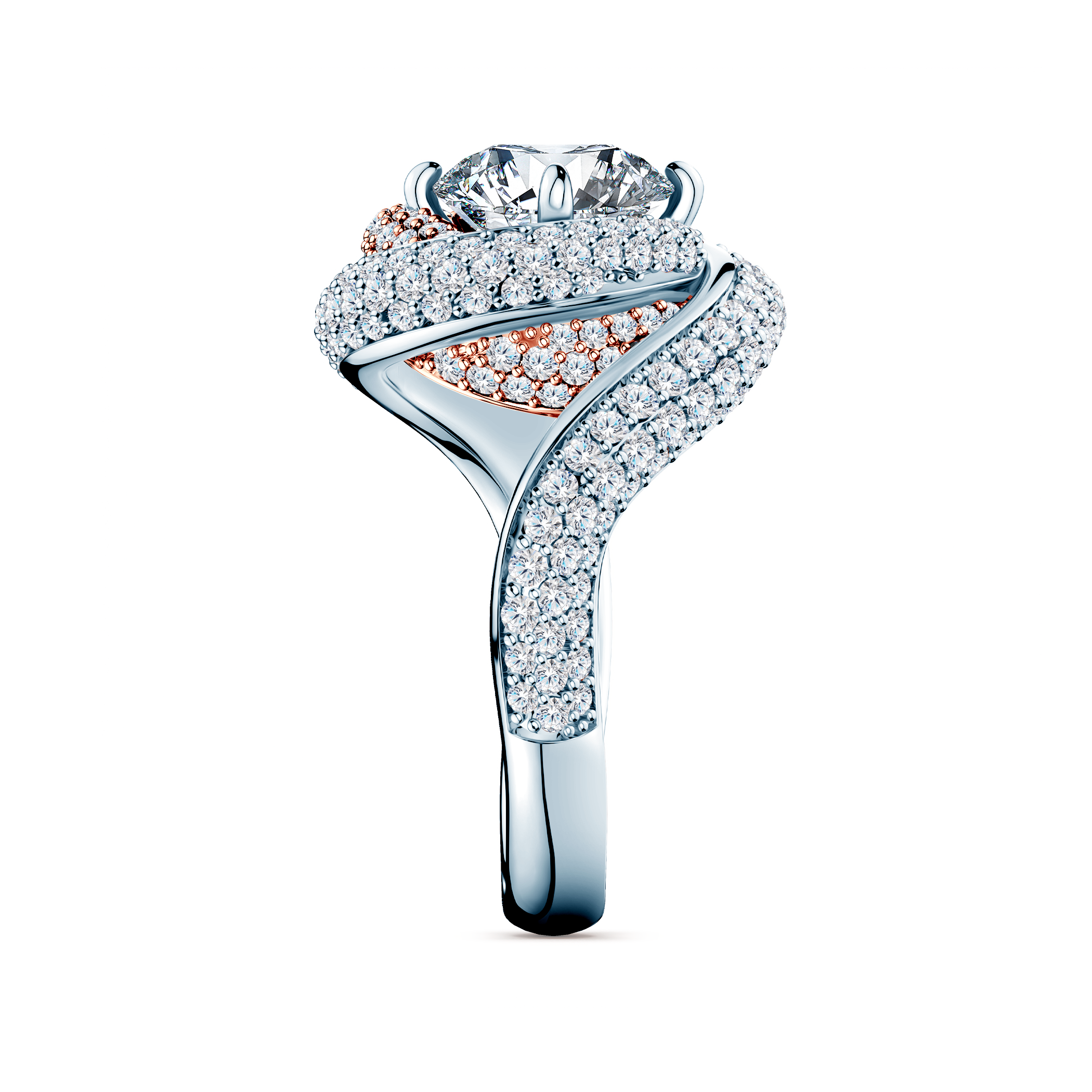 Pierścionek Savicki: dwukolorowe złoto, diamenty