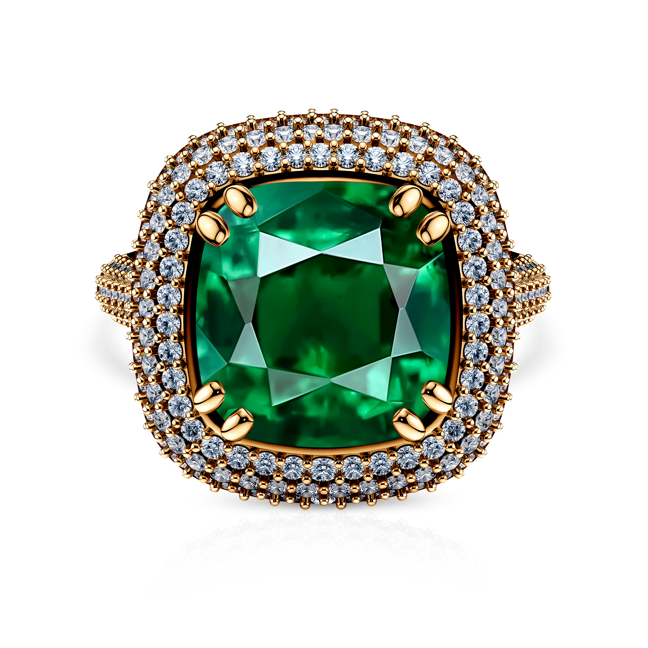 Pierścionek Savicki: złoty, szmaragd, diamenty