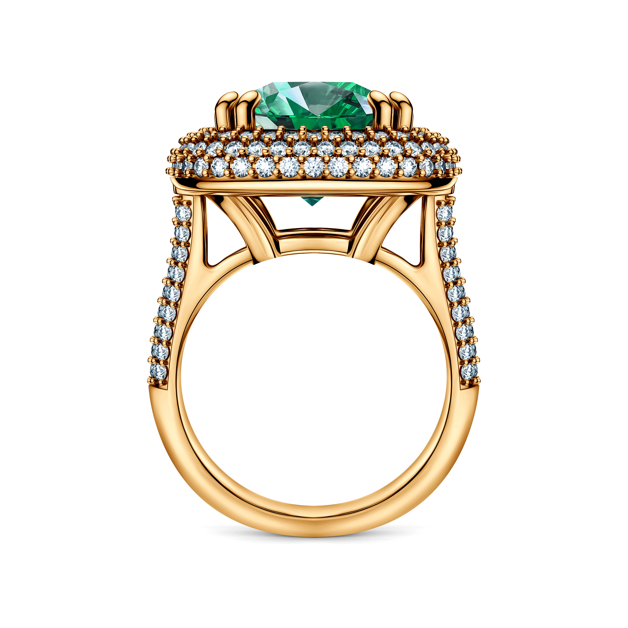 Pierścionek Savicki: złoty, szmaragd, diamenty