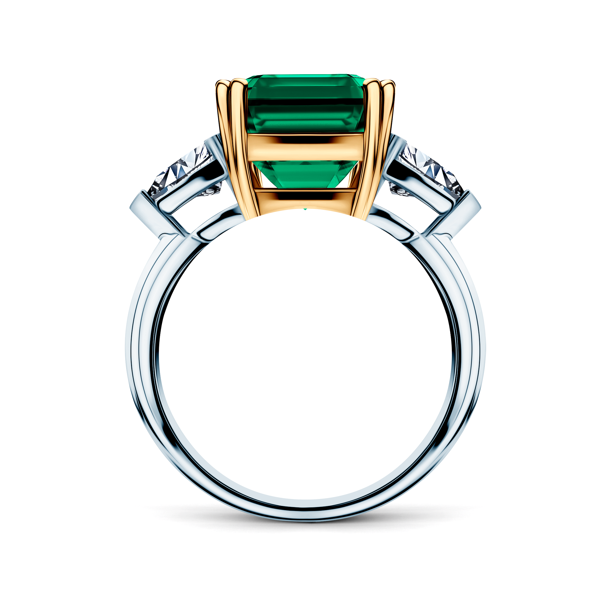 Pierścionek Savicki: dwukolorowe złoto, szmaragd, diamenty