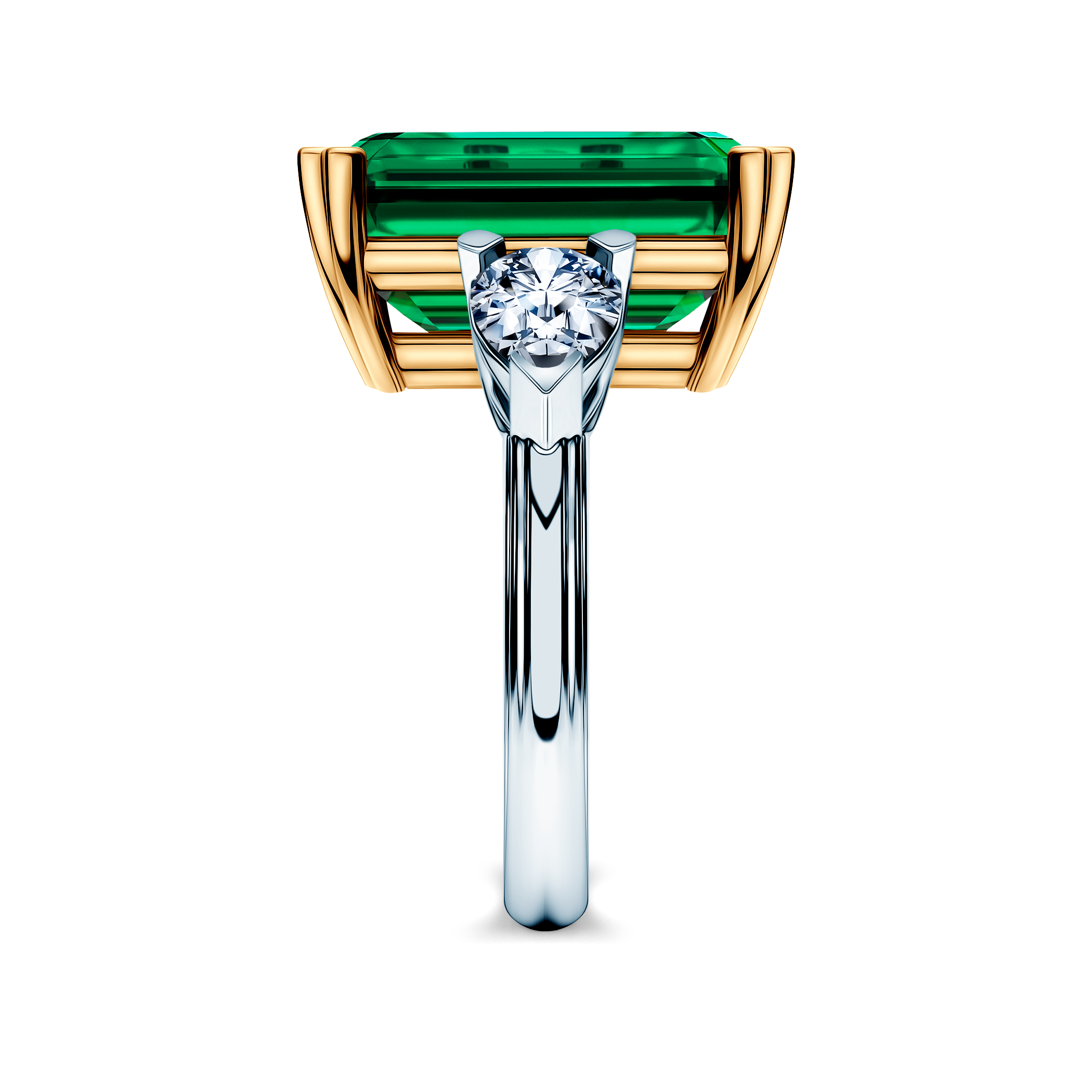 Pierścionek Savicki: dwukolorowe złoto, szmaragd, diamenty