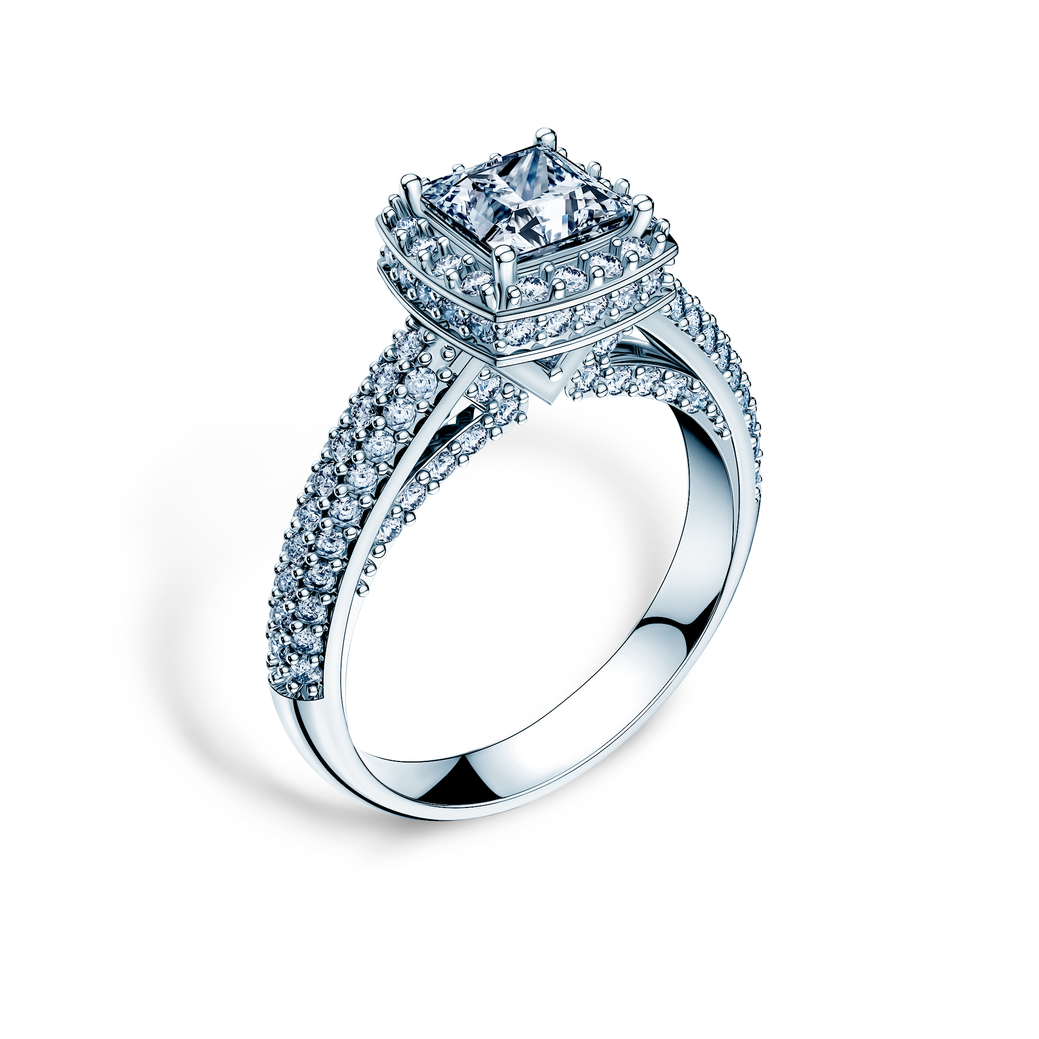 Goldring Savicki: Weißgold, Diamanten