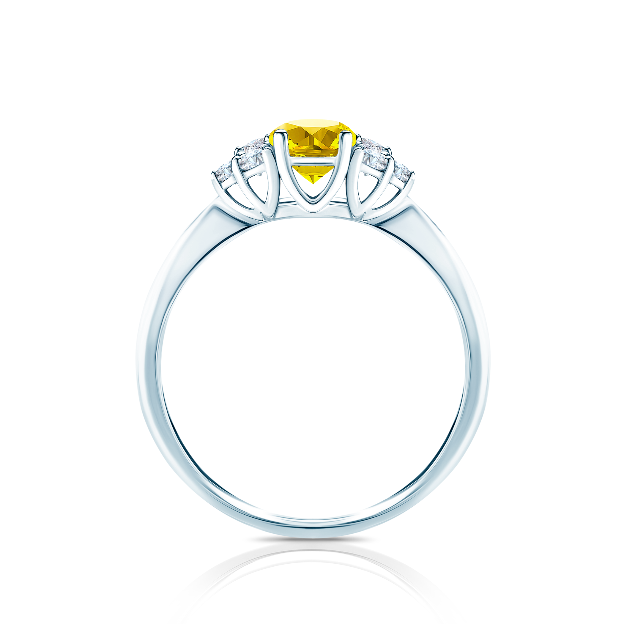 Pierścionek zaręczynowy Fairytale: białe złoto, żółty szafir - 3