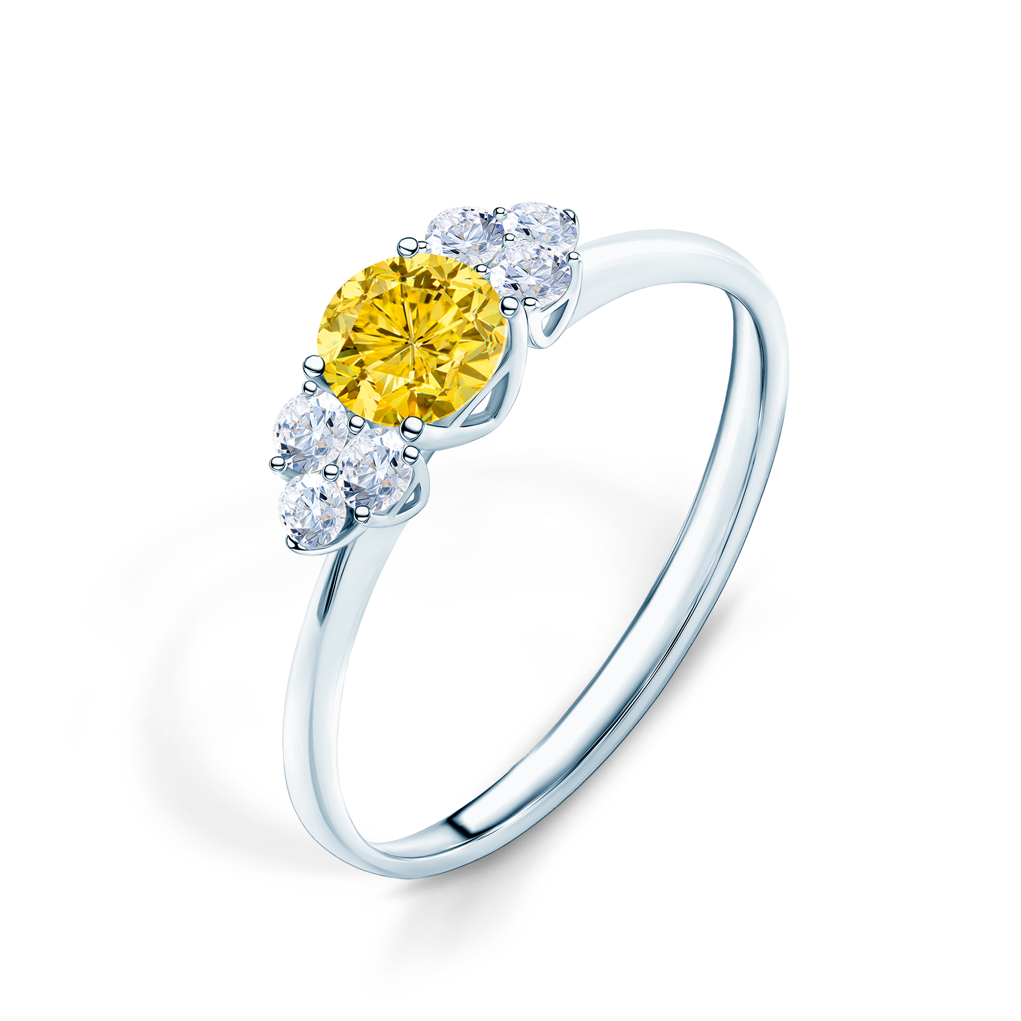 Pierścionek zaręczynowy Fairytale: białe złoto, żółty szafir - 4