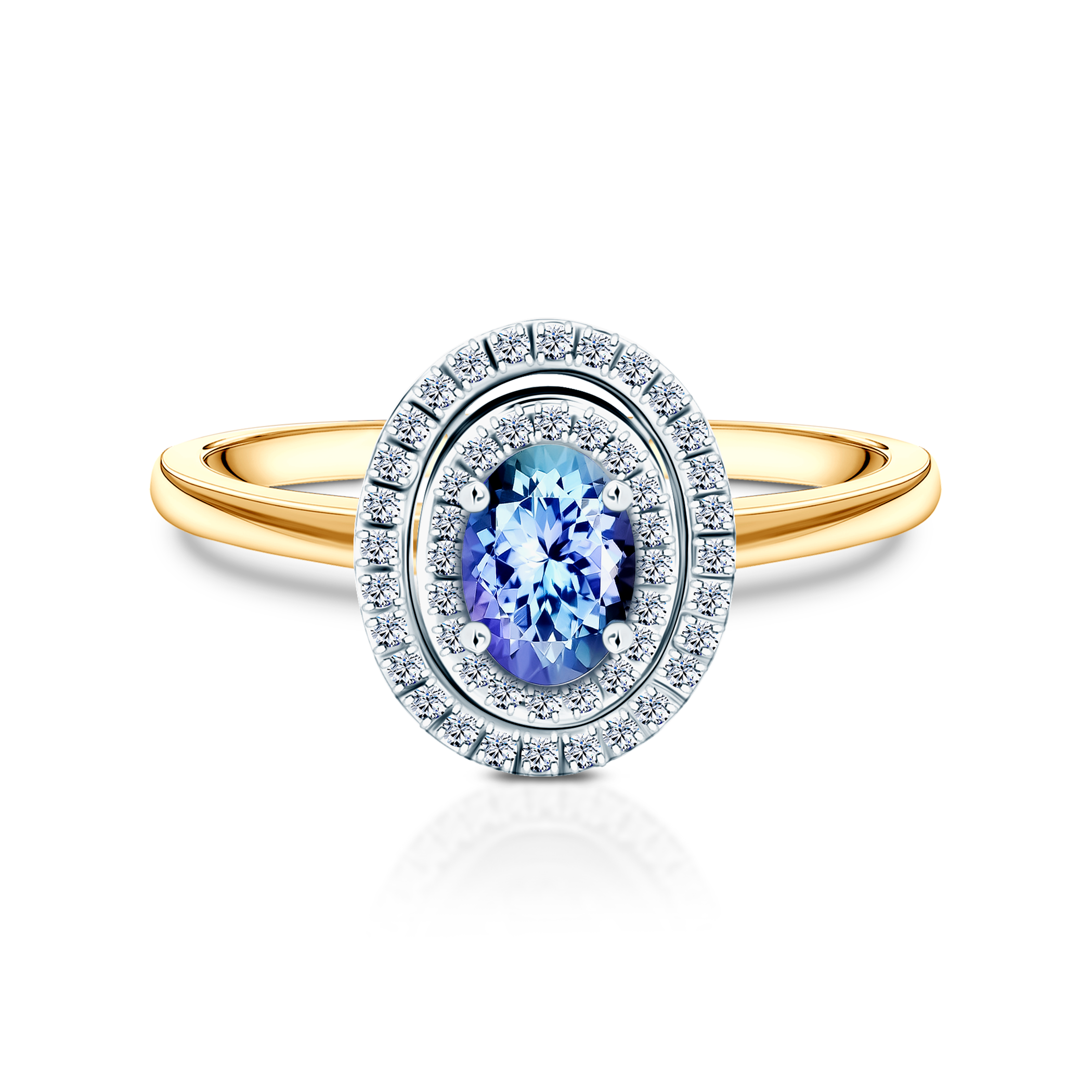 Pierścionek zaręczynowy SAVICKI: dwukolorowe złoto, tanzanit, diamenty