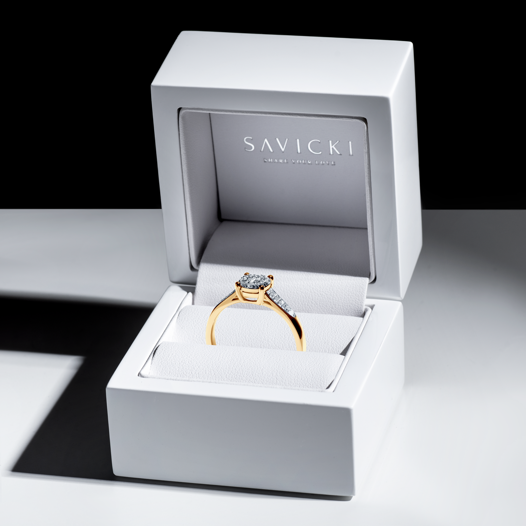 Verlobungsring SAVICKI: zweifarbiges Gold, Diamanten