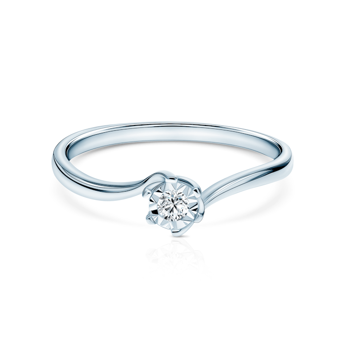 Pierścionek zaręczynowy Savicki: białe złoto, diament