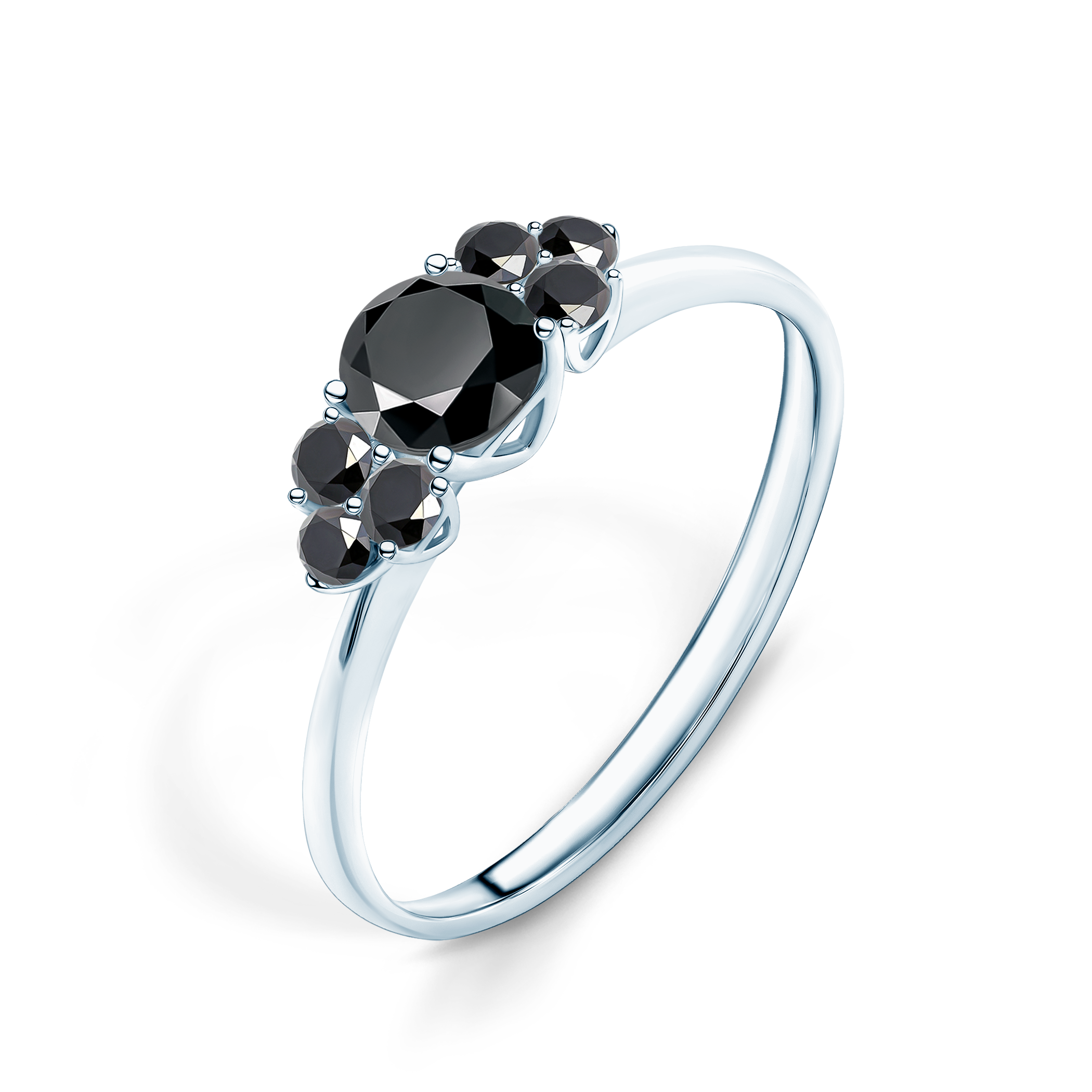 Pierścionek zaręczynowy Fairytale: białe złoto, czarny diament