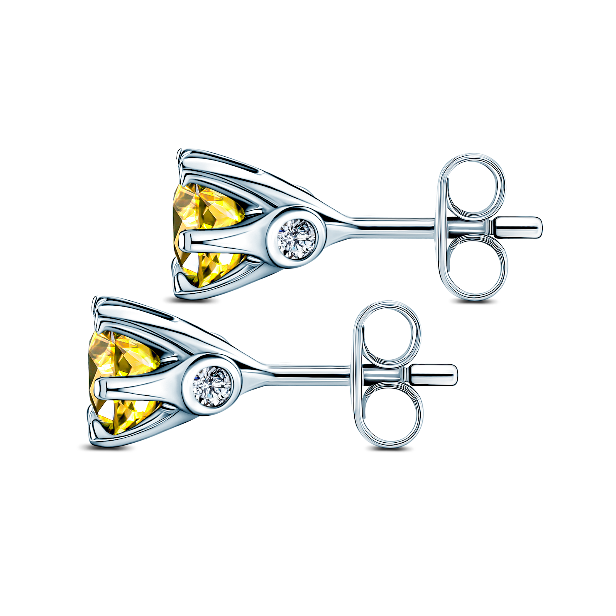 Kolczyki The Journey: białe złoto, żółte szafiry  - 5
