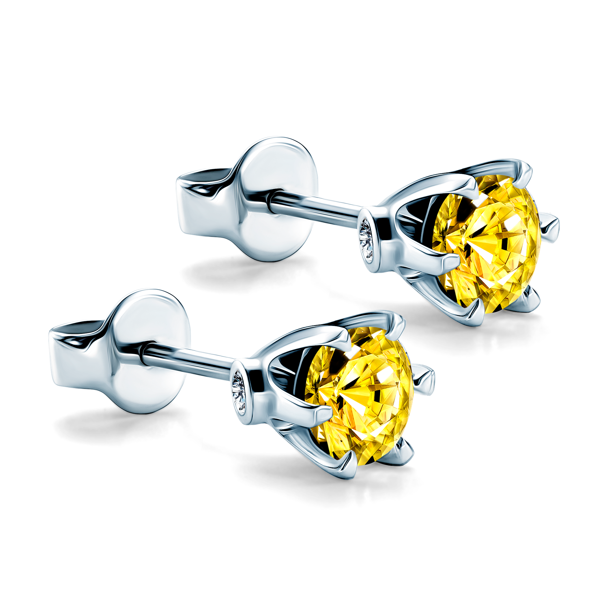 Kolczyki The Journey: białe złoto, żółte szafiry  - 4