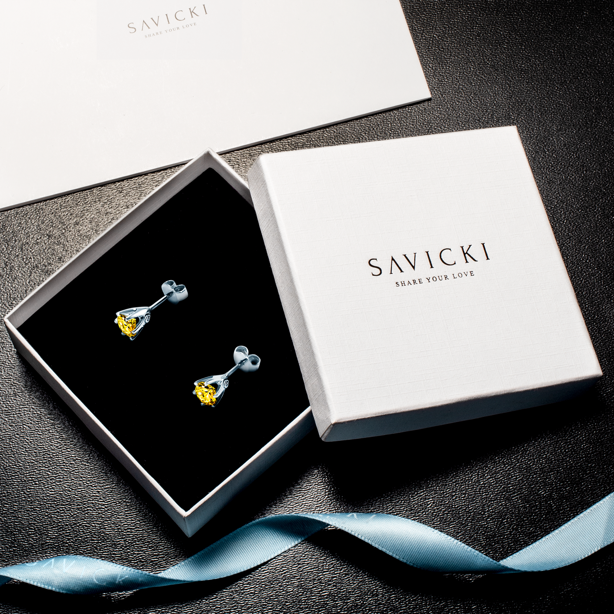 Kolczyki The Journey: białe złoto, żółte szafiry  - 7