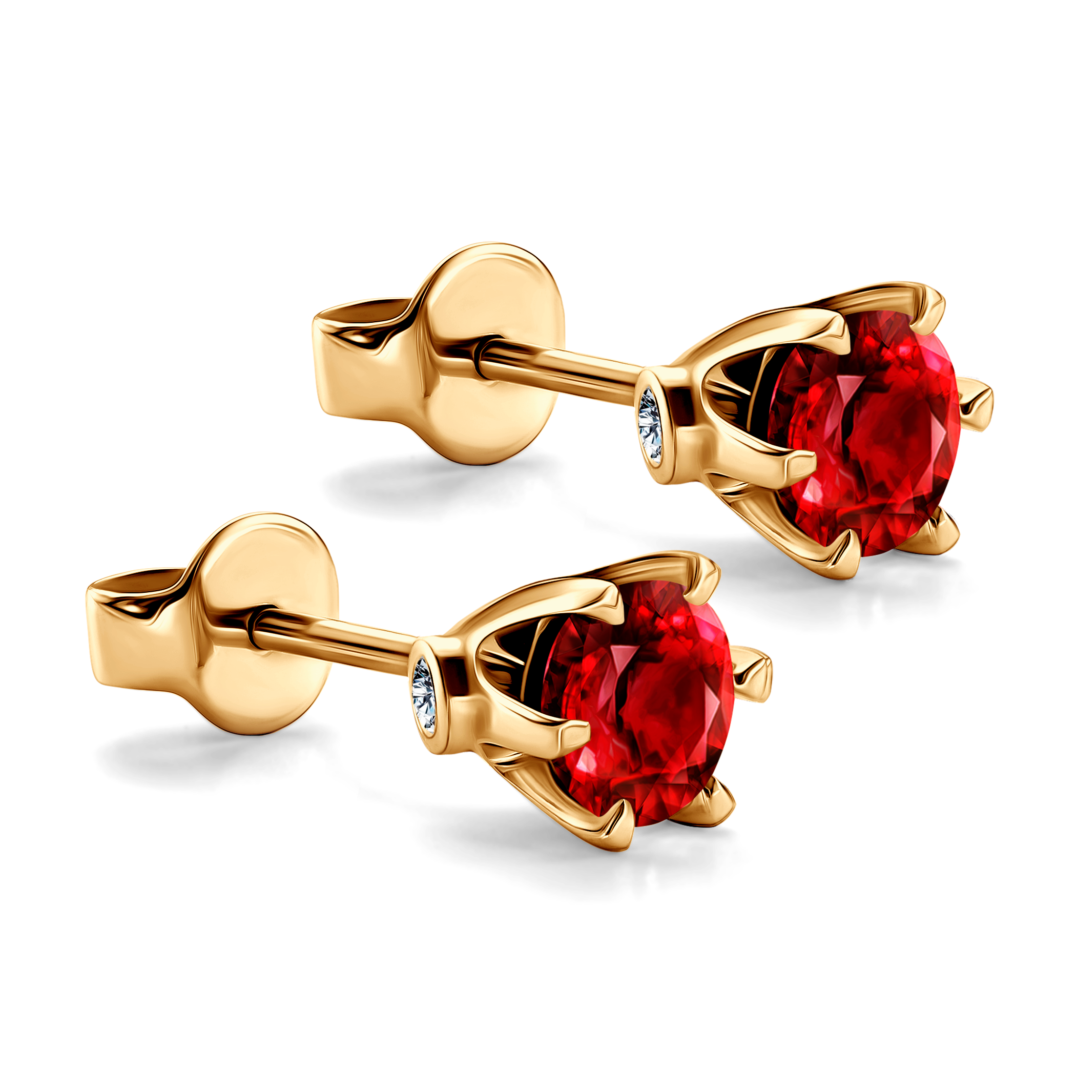 Kolczyki The Journey: złote, rubiny  - 4