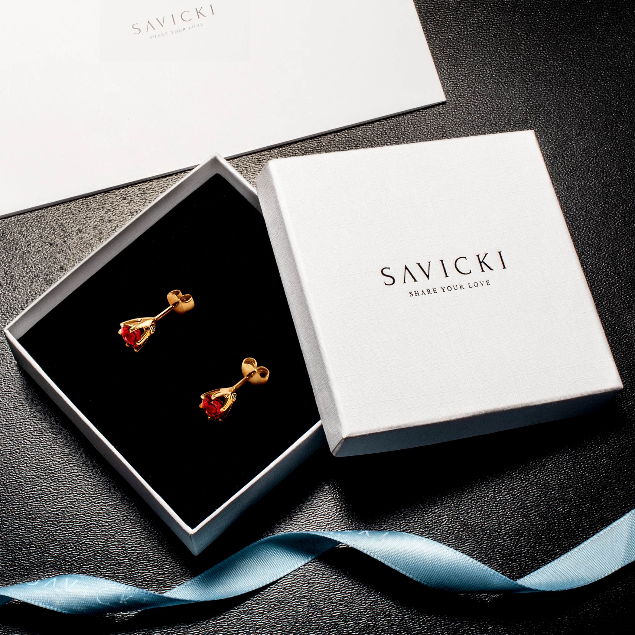 Kolczyki The Journey: złote, rubiny  - 7