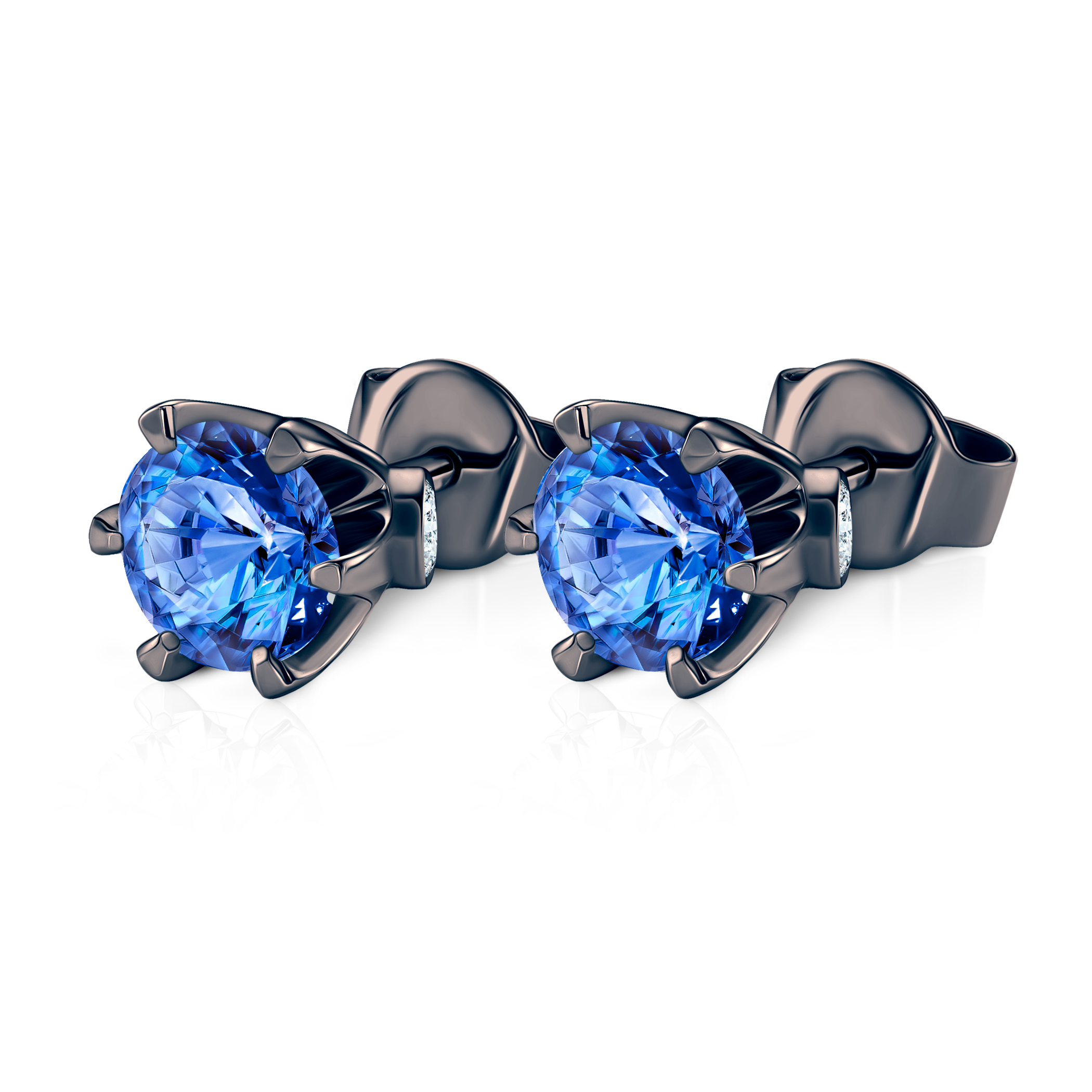 Kolczyki The Journey: czarne złoto, szafiry  - 3