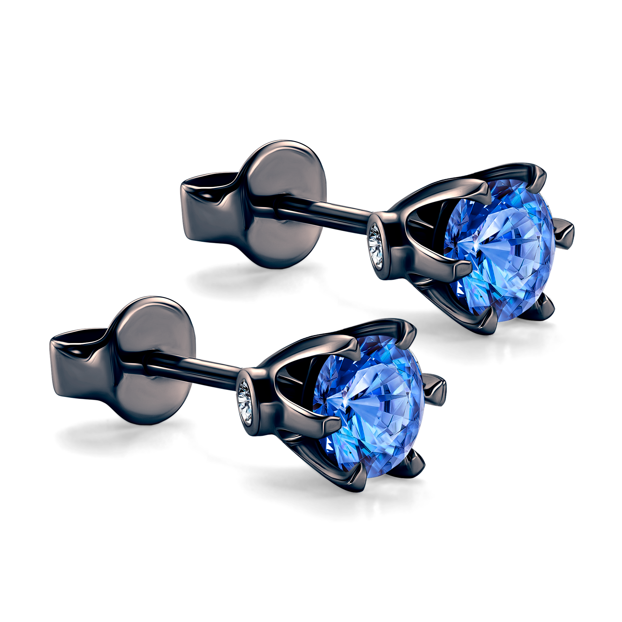 Kolczyki The Journey: czarne złoto, szafiry  - 4