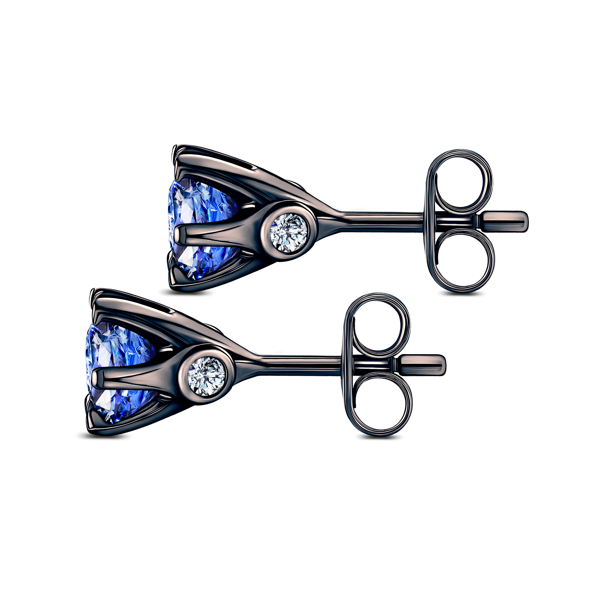 Kolczyki The Journey: czarne złoto, szafiry  - 5