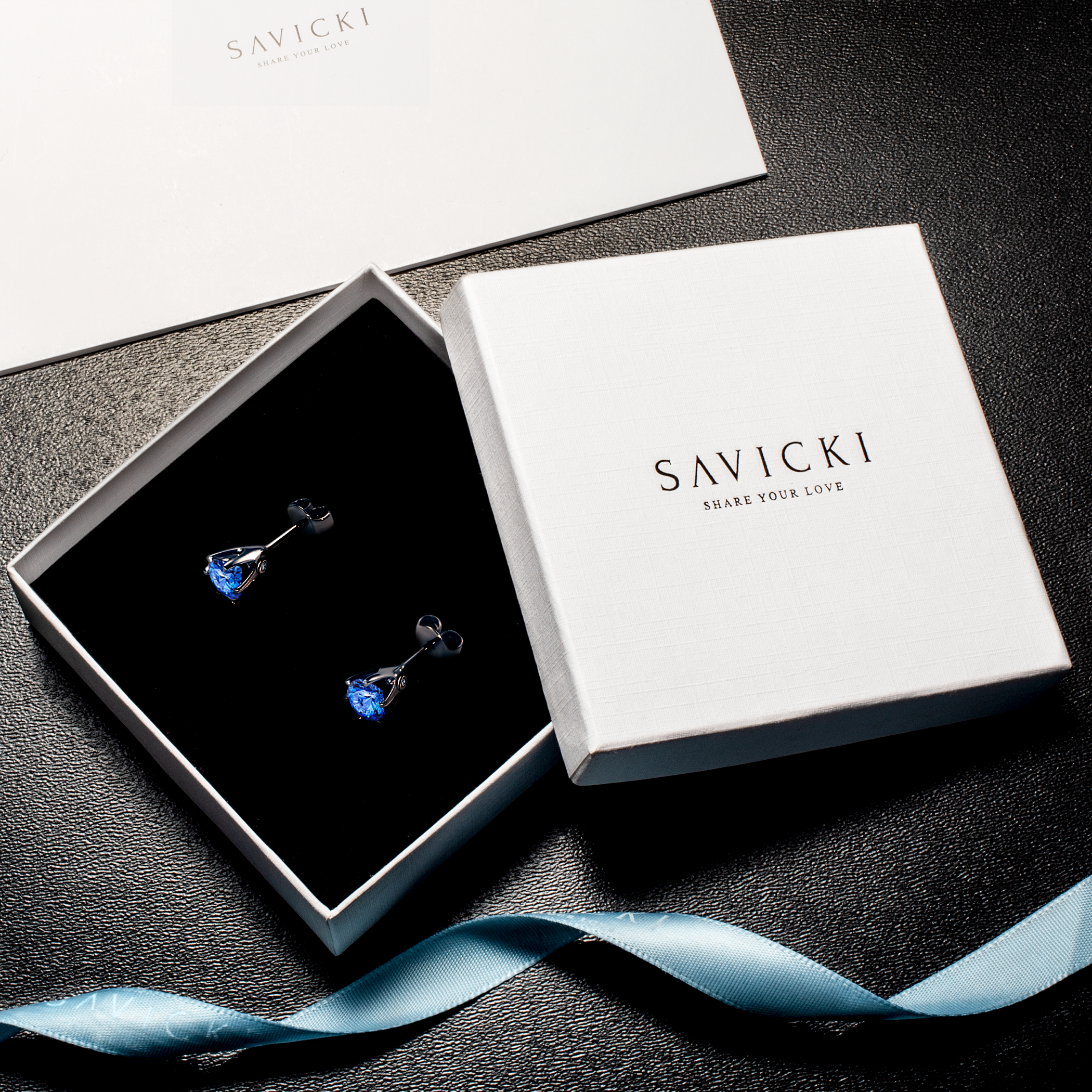 Kolczyki The Journey: czarne złoto, szafiry  - 7