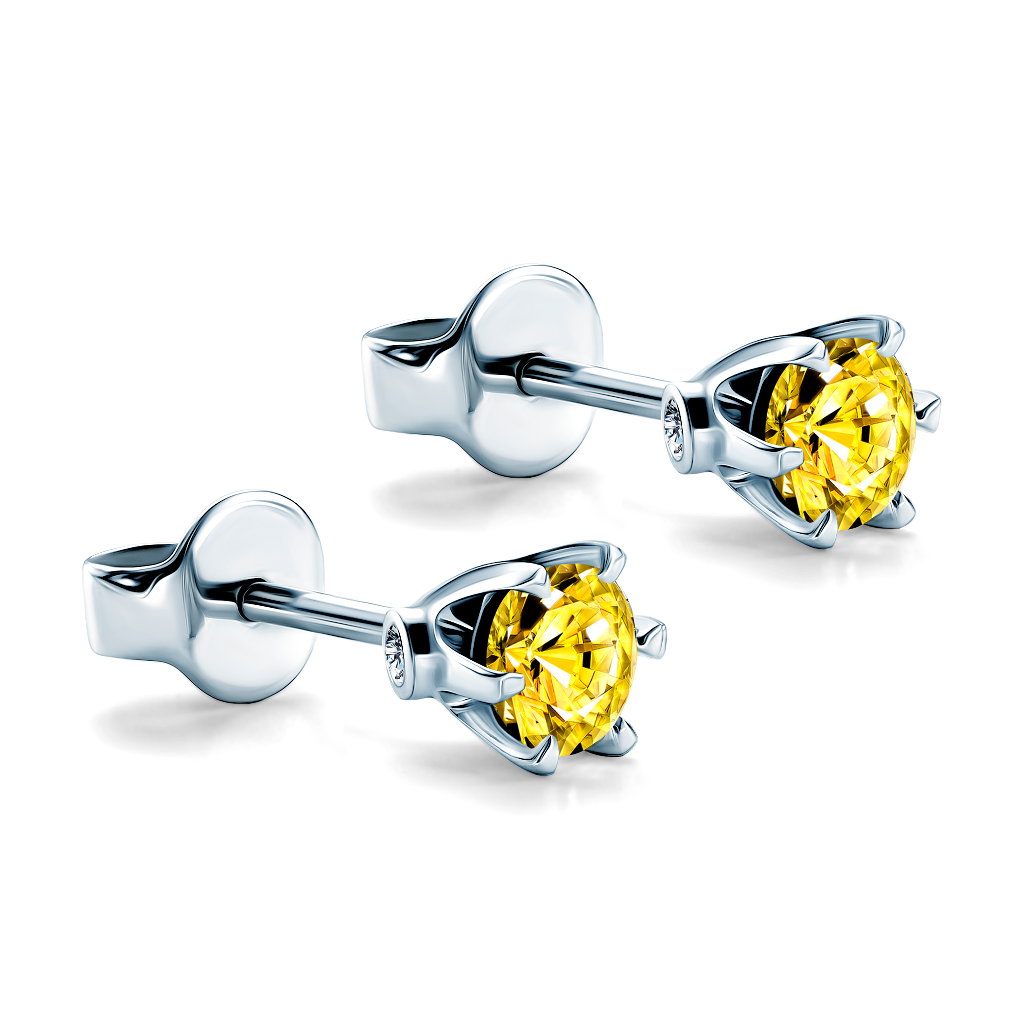 Kolczyki The Journey: białe złoto, żółte szafiry 