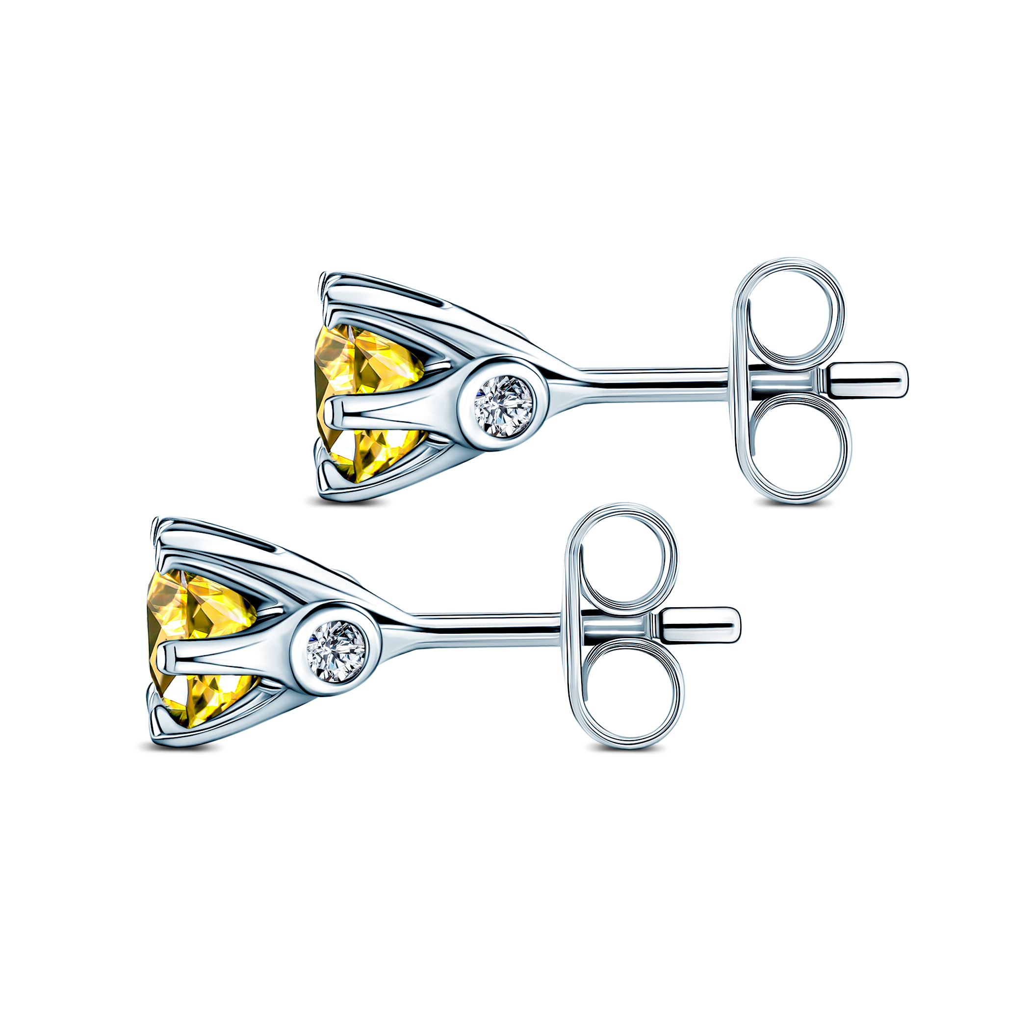 Kolczyki The Journey: białe złoto, żółte szafiry 