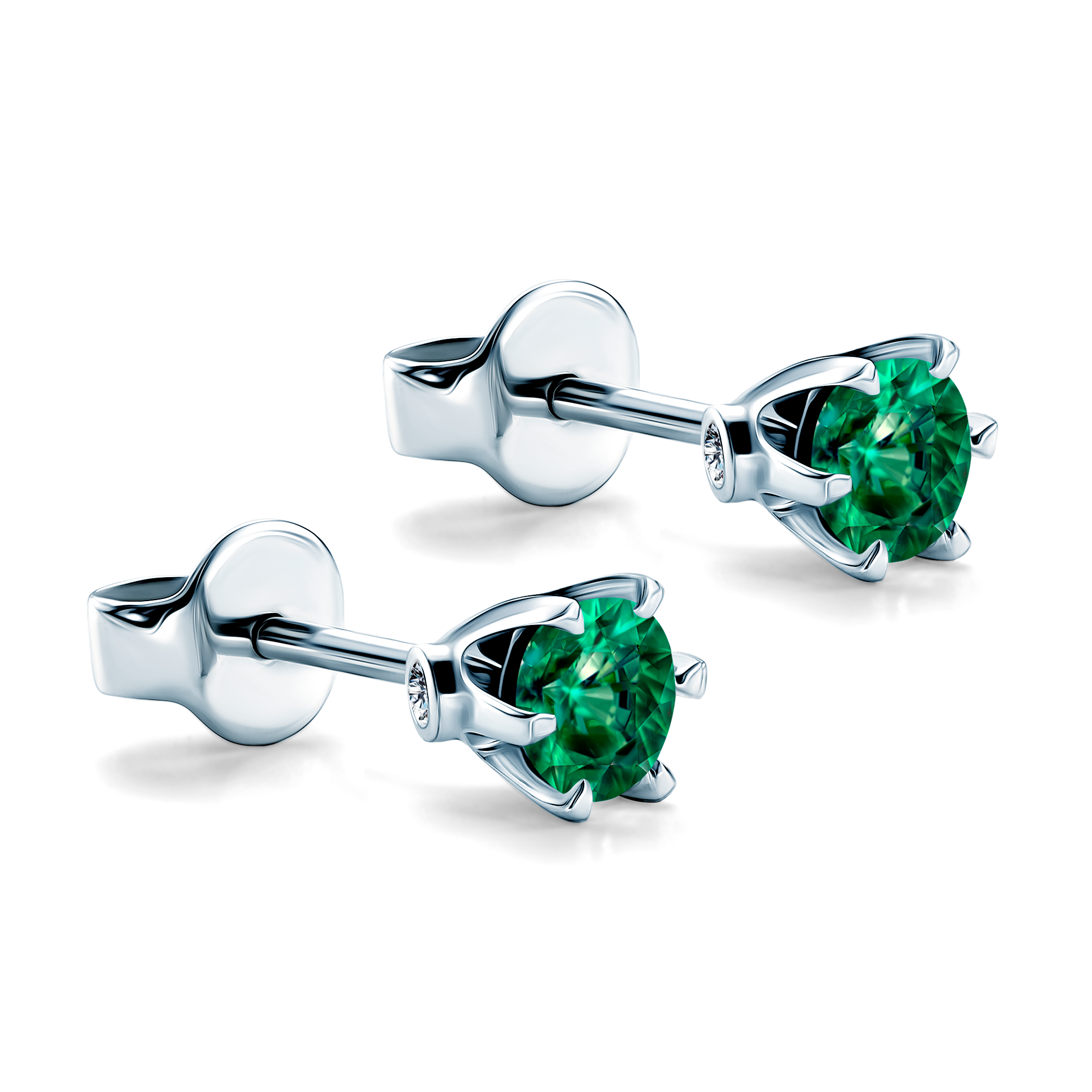 Kolczyki The Journey: białe złoto, szmaragdy 